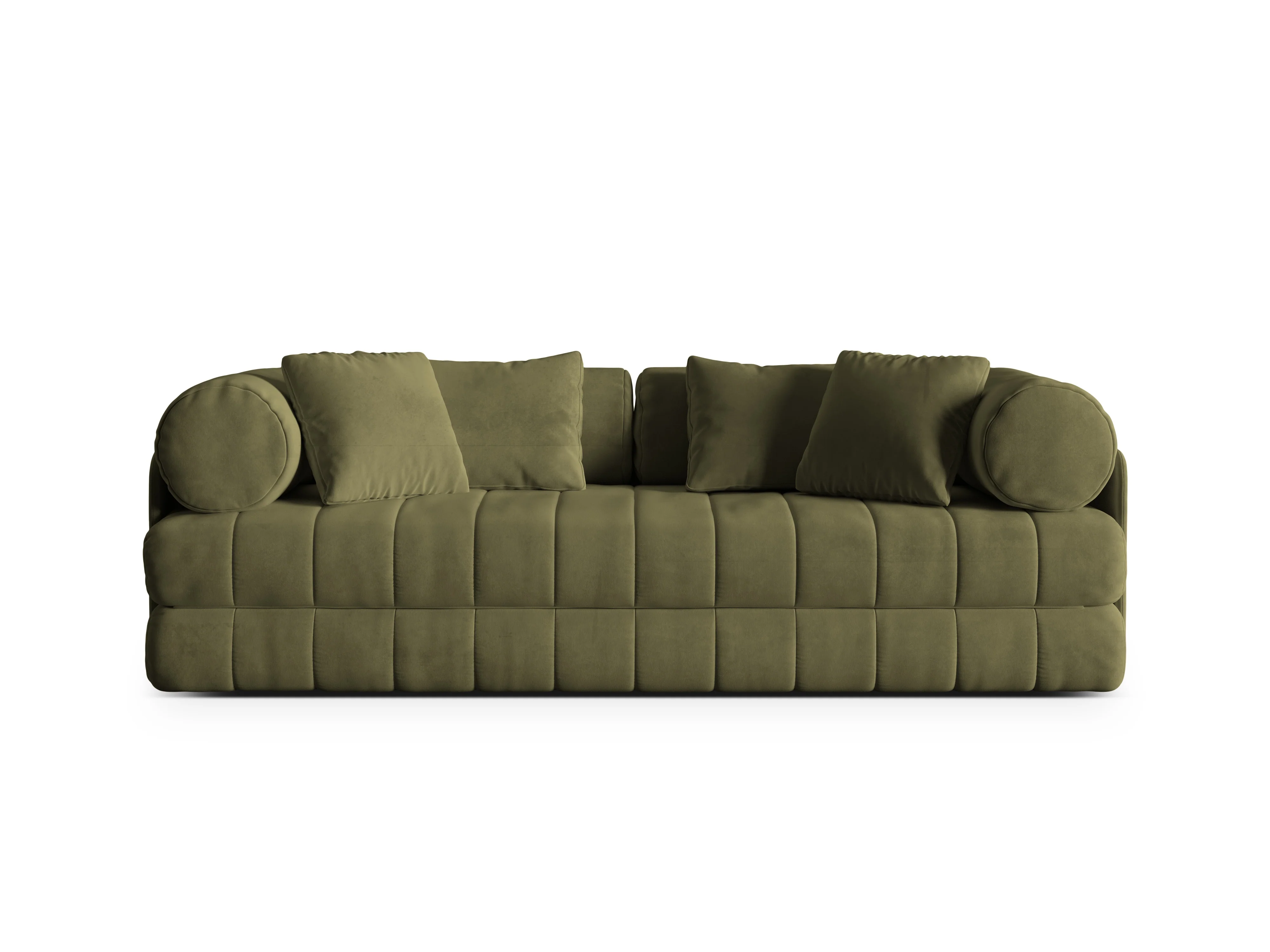 Sofa aksamitna 3-osobowa z funkcją spania KEMI zielony - Image 4