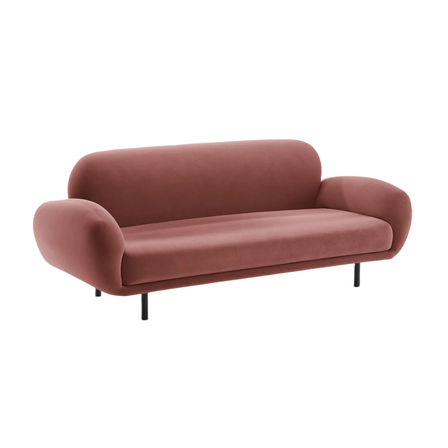 Sofa aksamitna 2,5-osobowa POPPY brudny róż