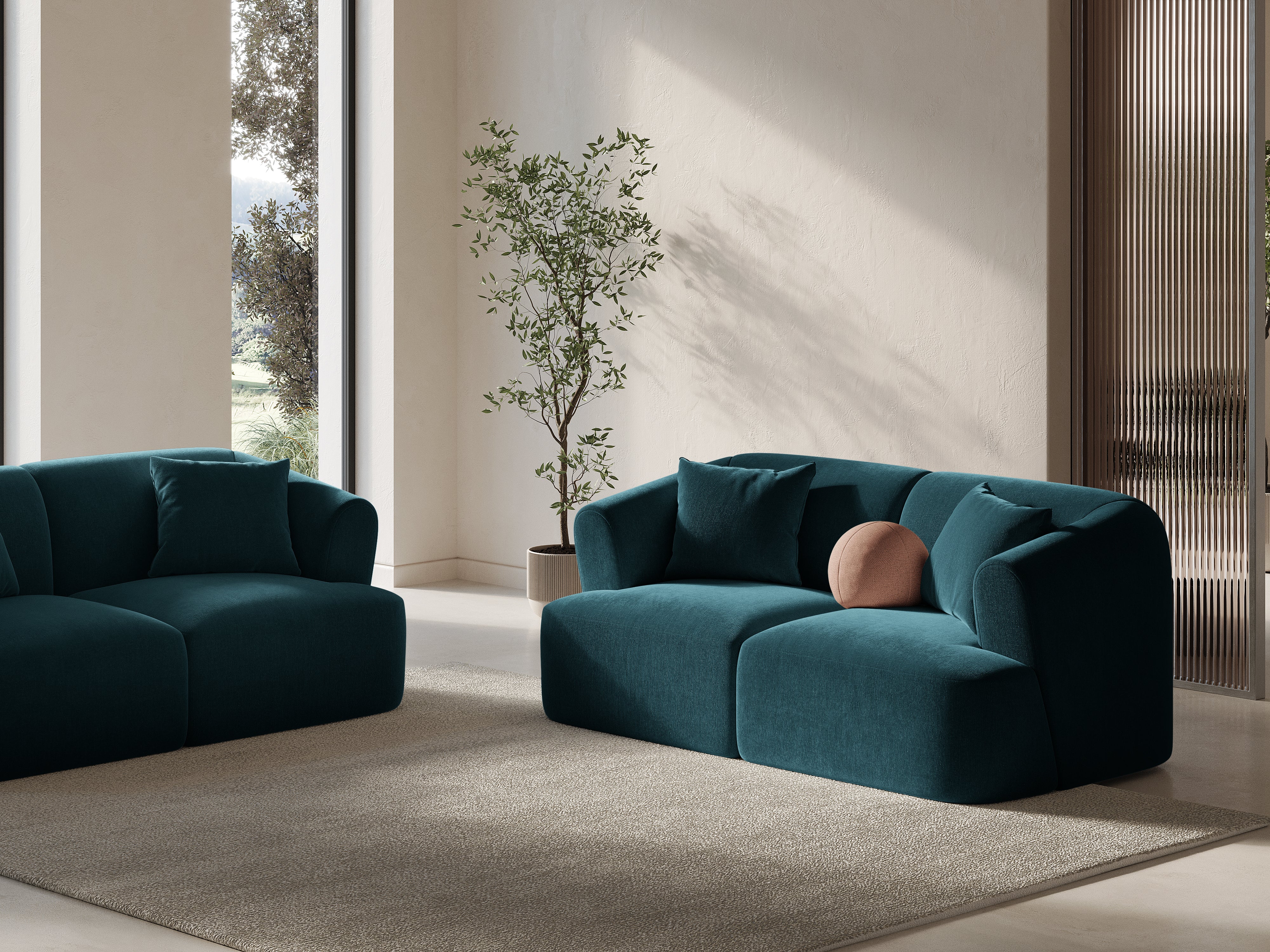 Sofa aksamitna 2-osobowa CAMPI petrol - Image 2