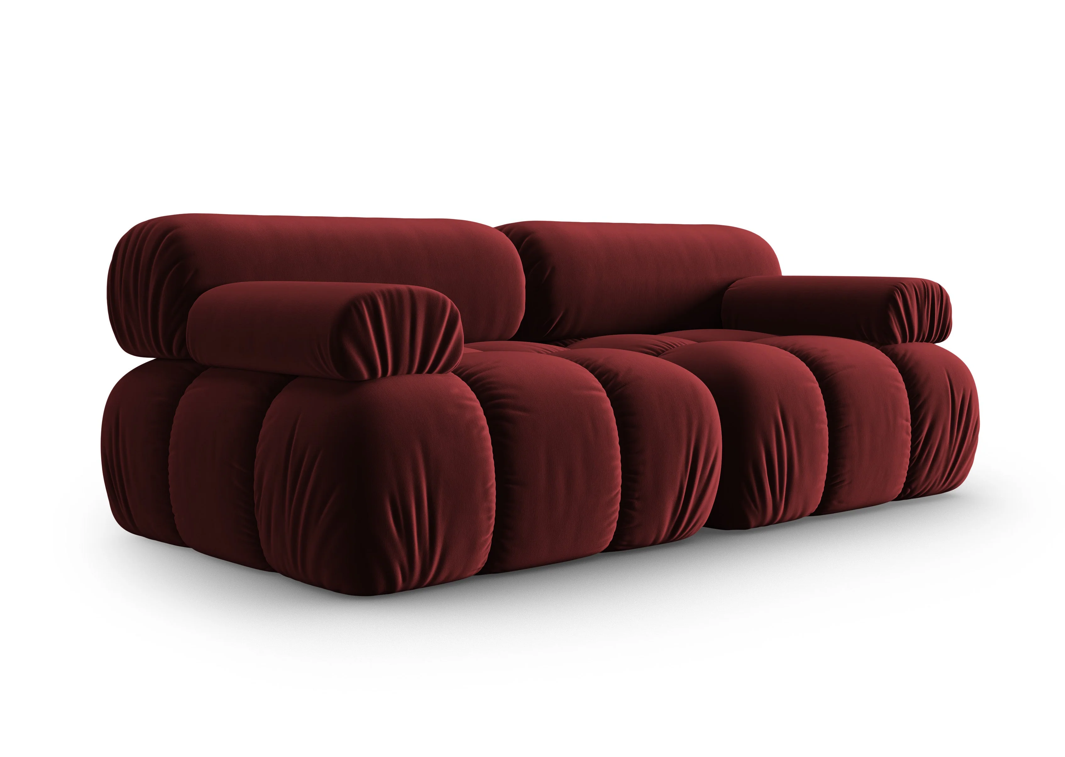 Sofa aksamitna 2-osobowa CORTINA winny czerwony - Image 2
