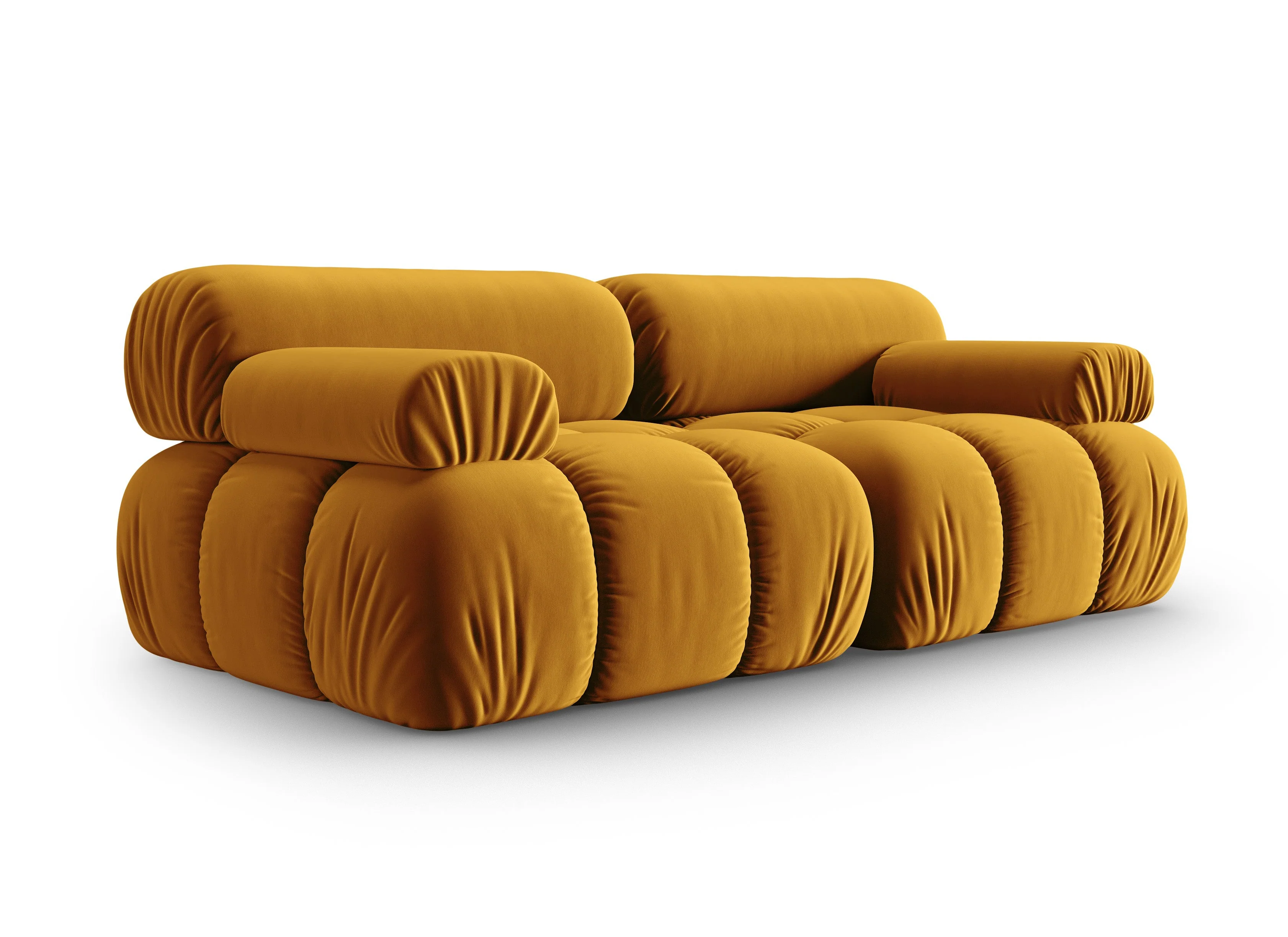 Sofa aksamitna 2-osobowa CORTINA żółty - Image 2