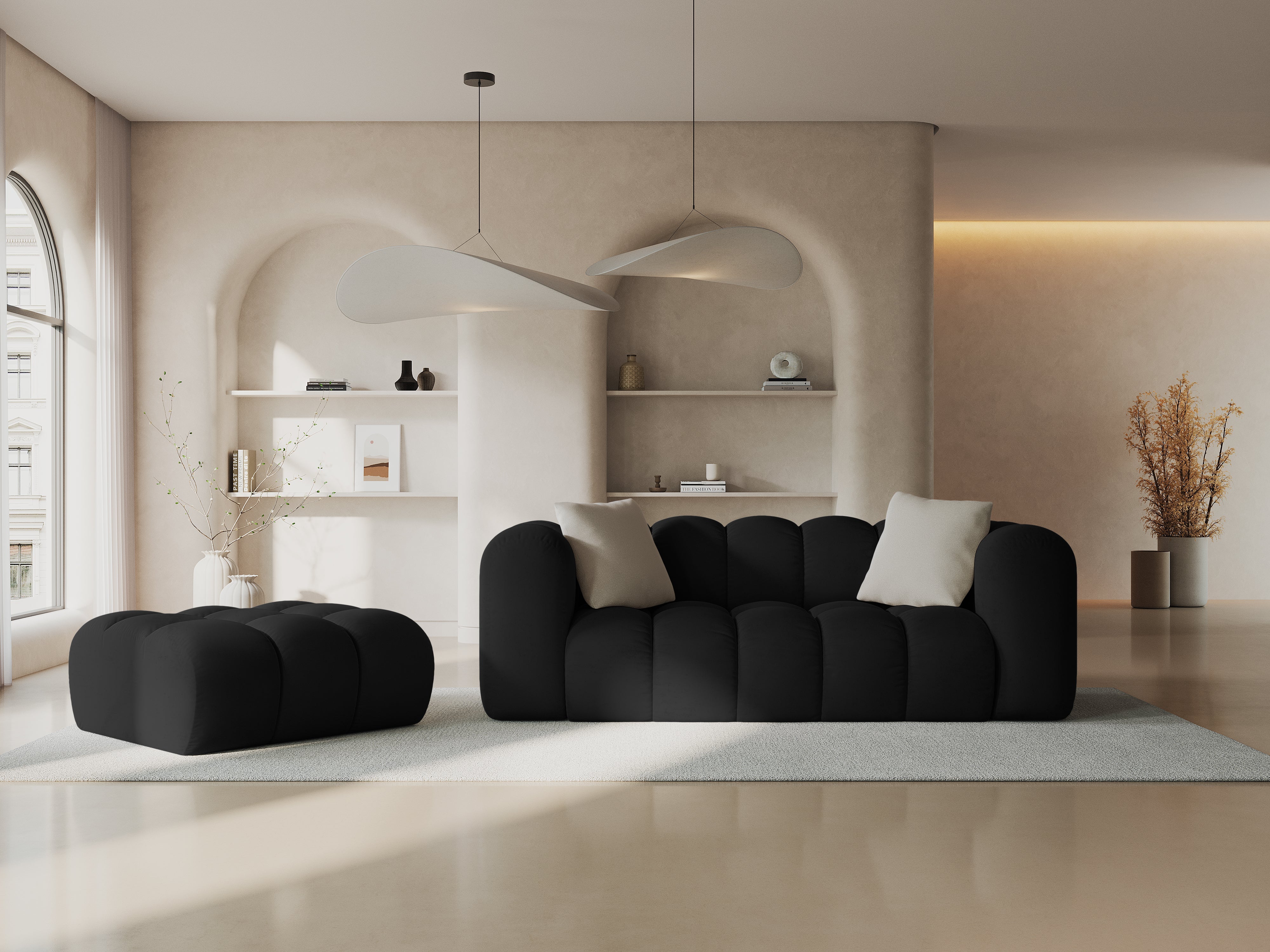 Sofa aksamitna 2-osobowa HALLEY czarny - Image 2