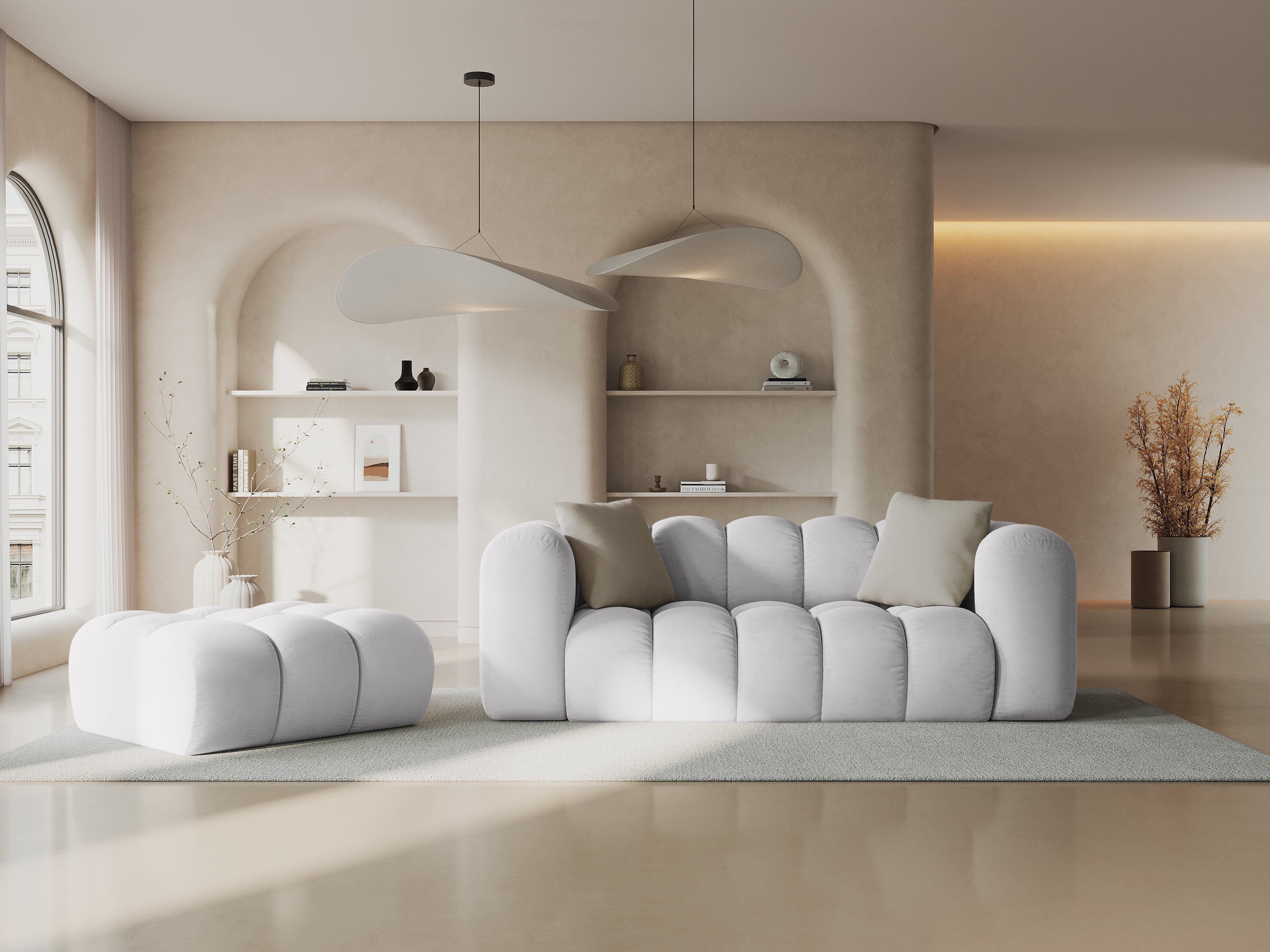 Sofa aksamitna 2-osobowa HALLEY srebrny - Image 2