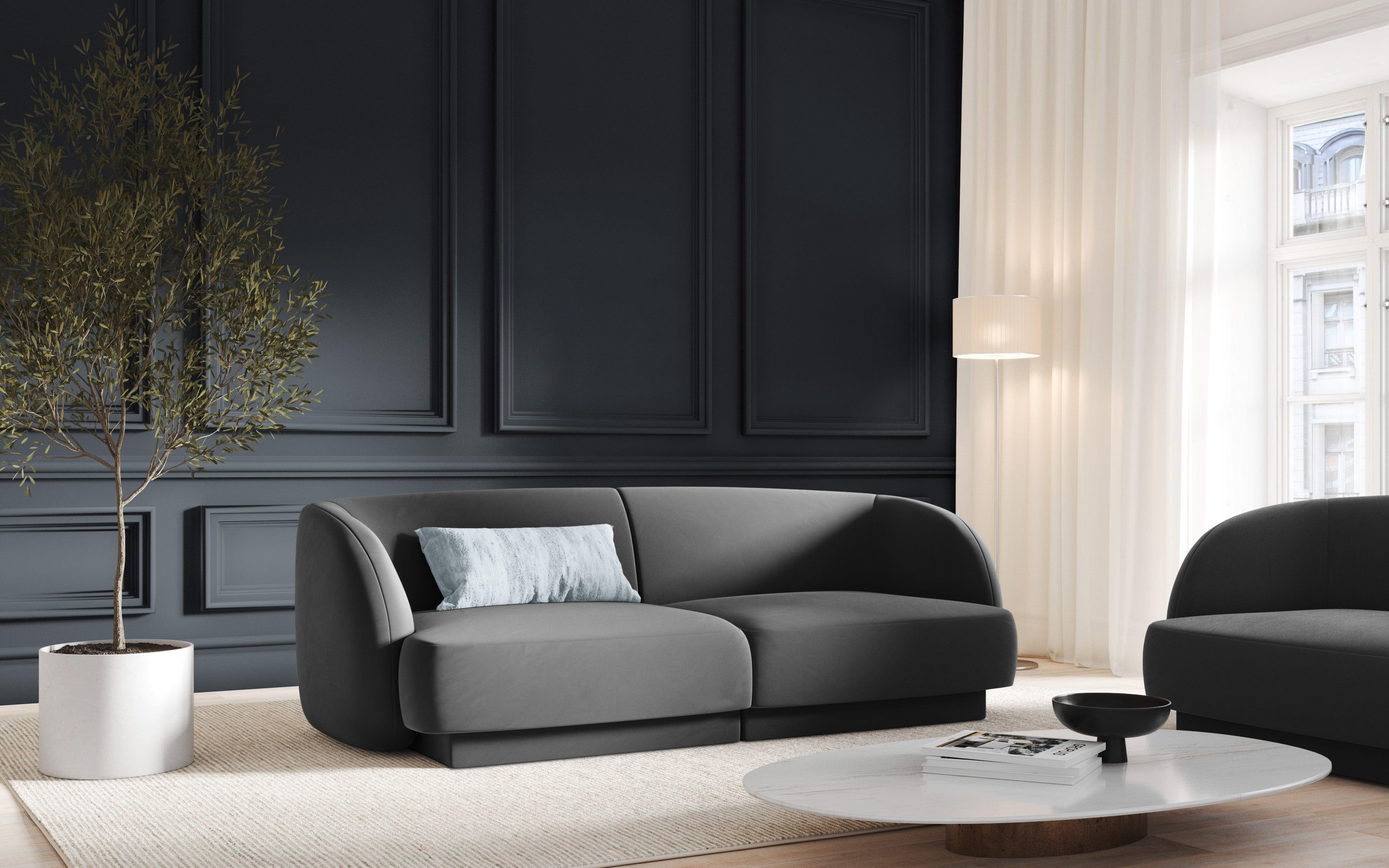 Sofa aksamitna 2-osobowa MILEY ciemnoszary - Image 2