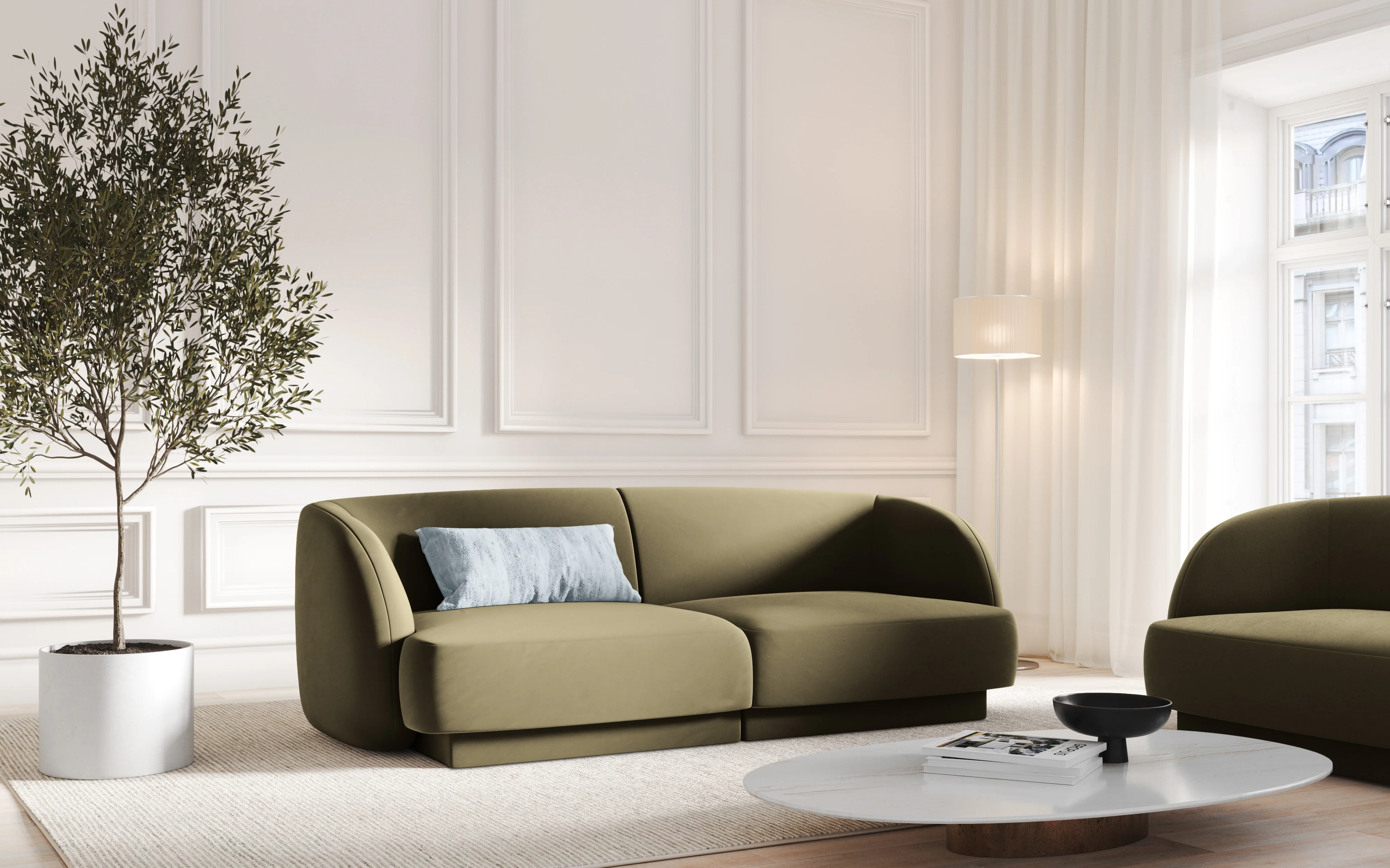Sofa aksamitna 2-osobowa MILEY zielony - Image 2