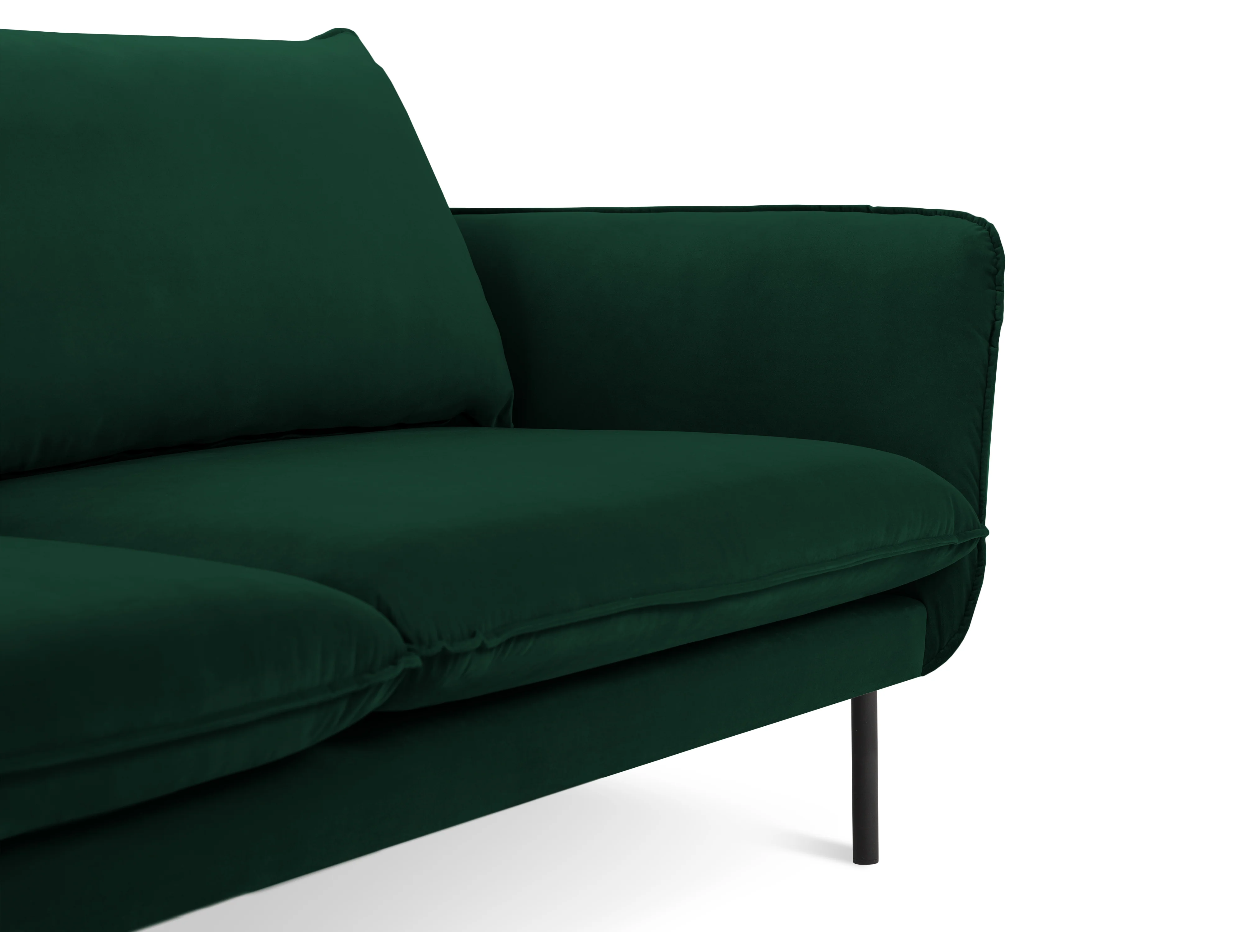 Sofa aksamitna 2-osobowa VIENNA butelkowa zieleń z czarną podstawą - Image 3