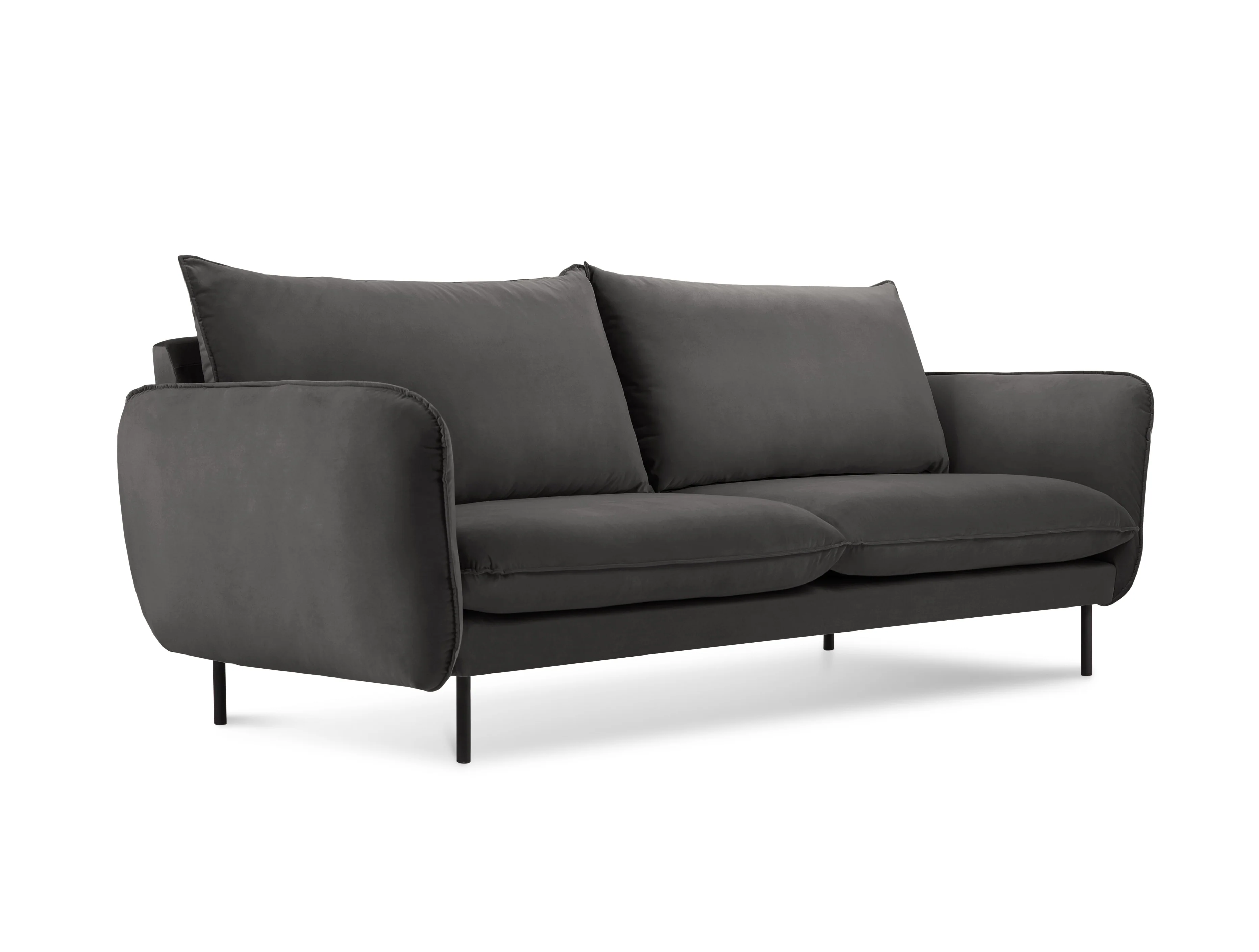 Sofa aksamitna 2-osobowa VIENNA ciemnoszary z czarną podstawą