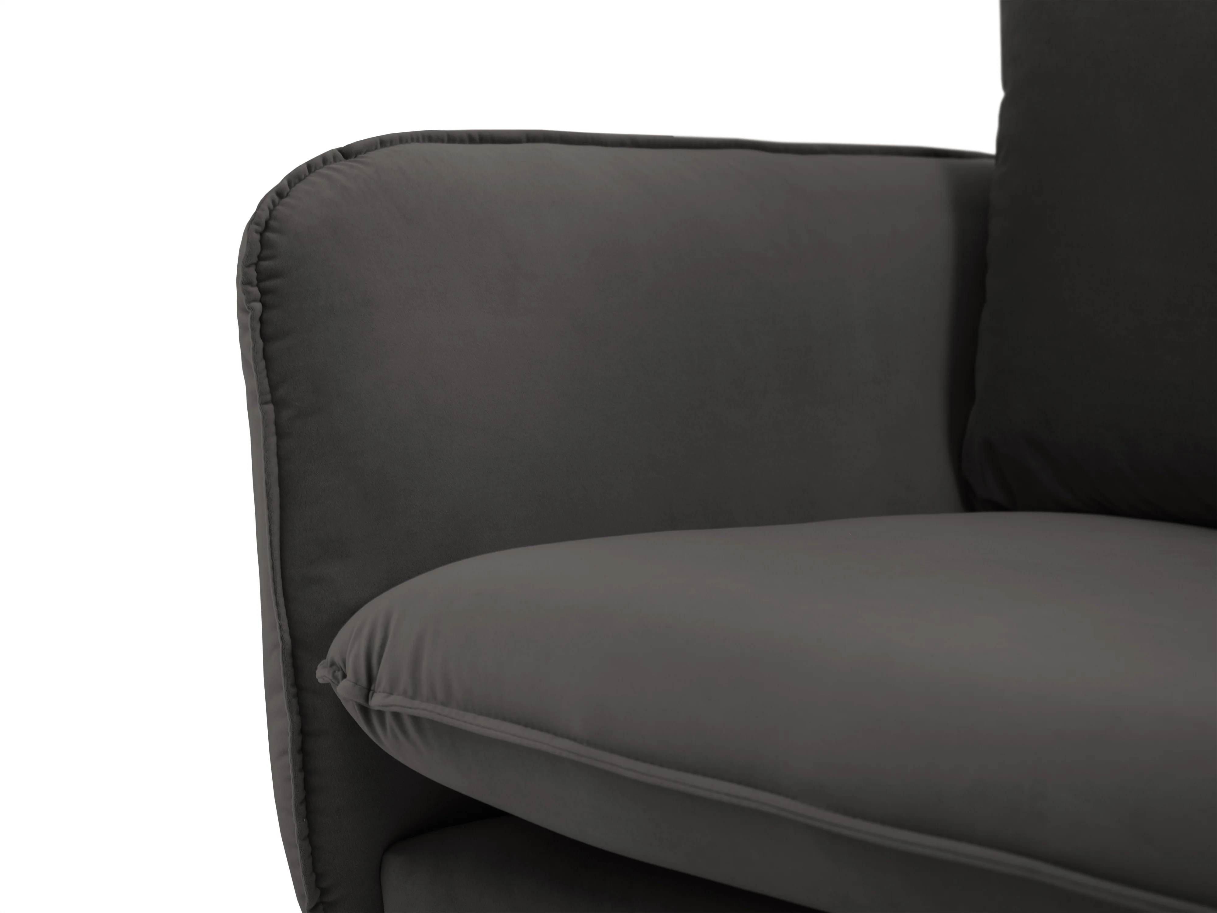 Sofa aksamitna 2-osobowa VIENNA ciemnoszary ze złotą podstawą - Image 5