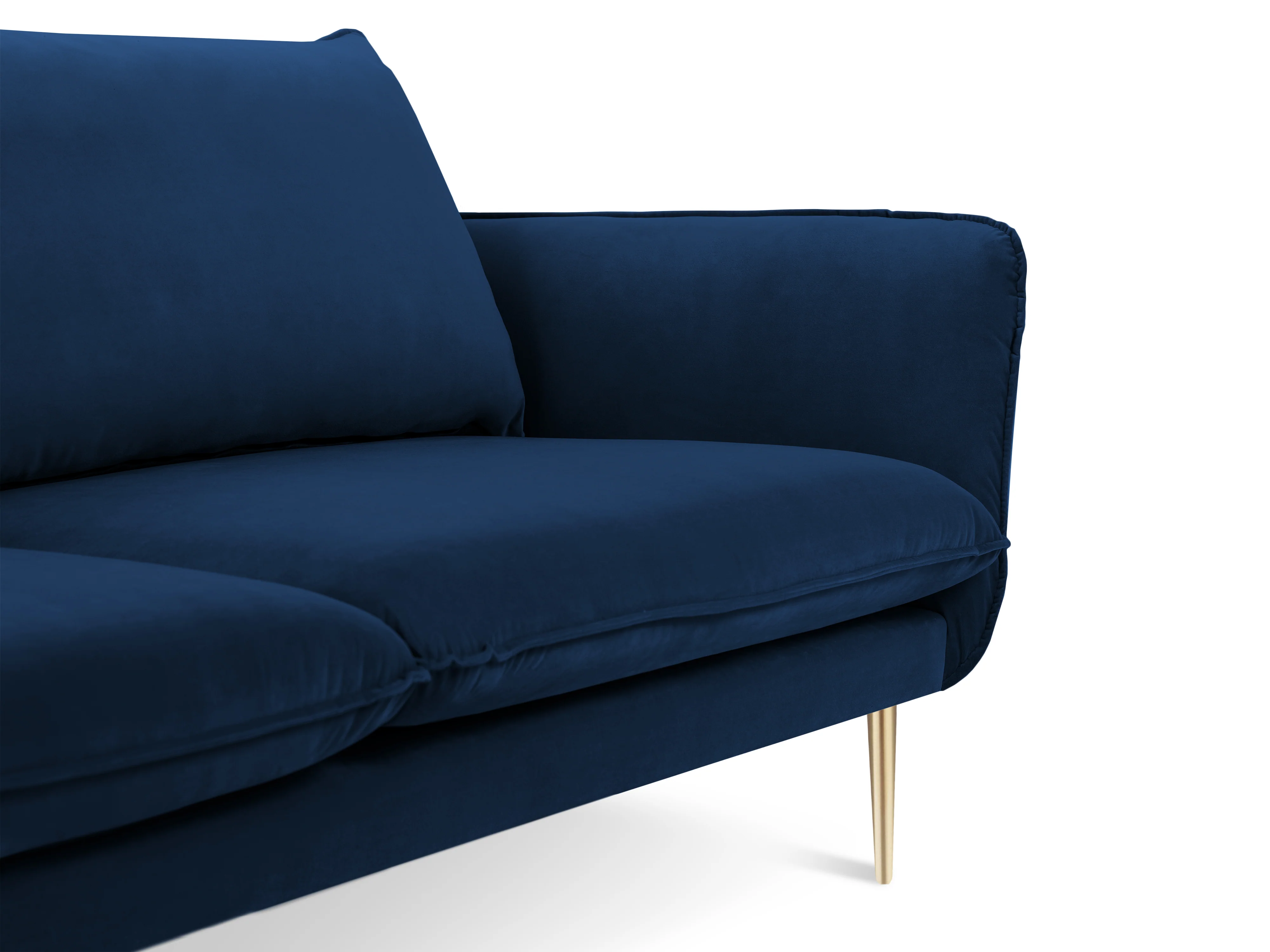 Sofa aksamitna 2-osobowa VIENNA granat królewski ze złotą podstawą - Image 3