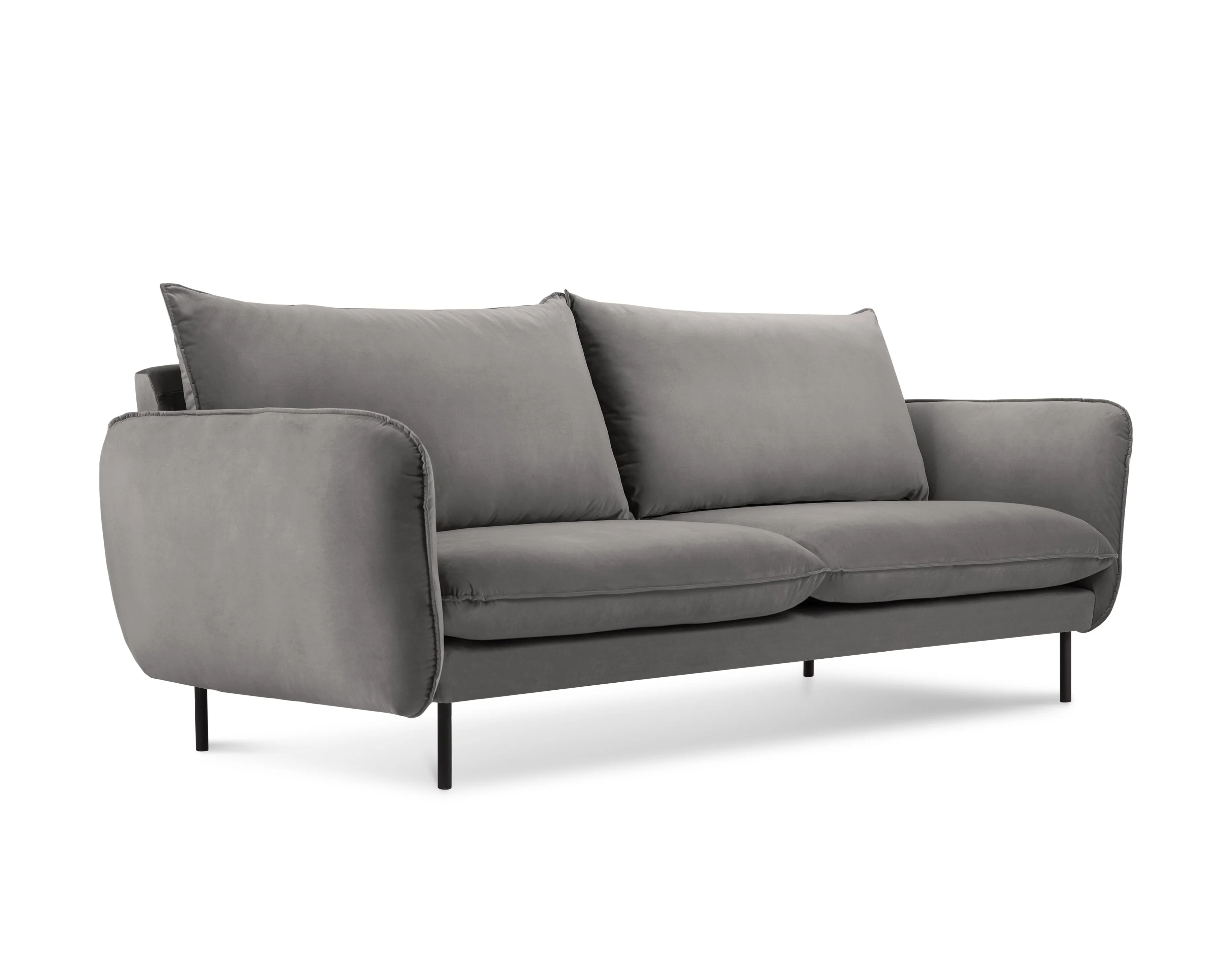 Sofa aksamitna 2-osobowa VIENNA jasnoszary z czarną podstawą