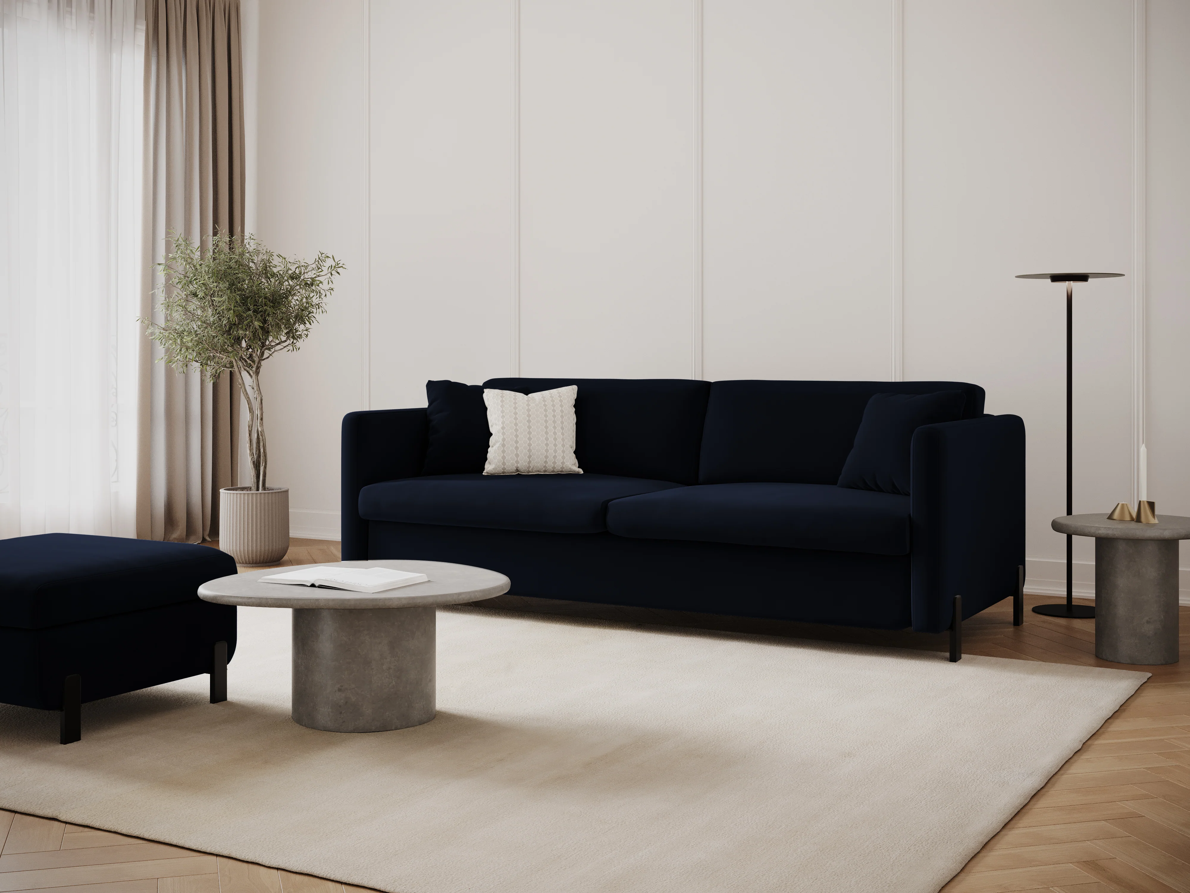 Sofa aksamitna 2-osobowa z funkcją spania GLORIA granat królewski - Image 5