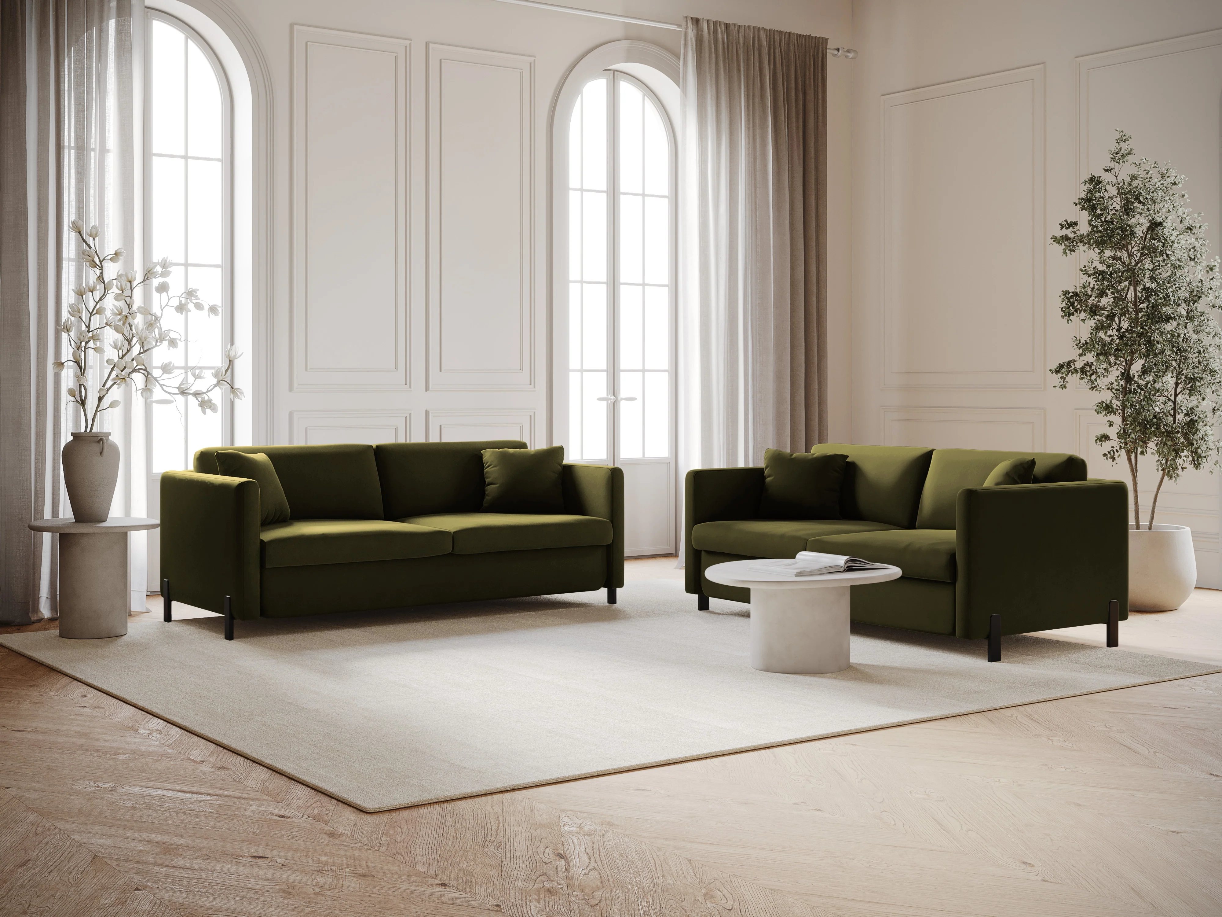 Sofa aksamitna 2-osobowa z funkcją spania GLORIA zielony - Image 2