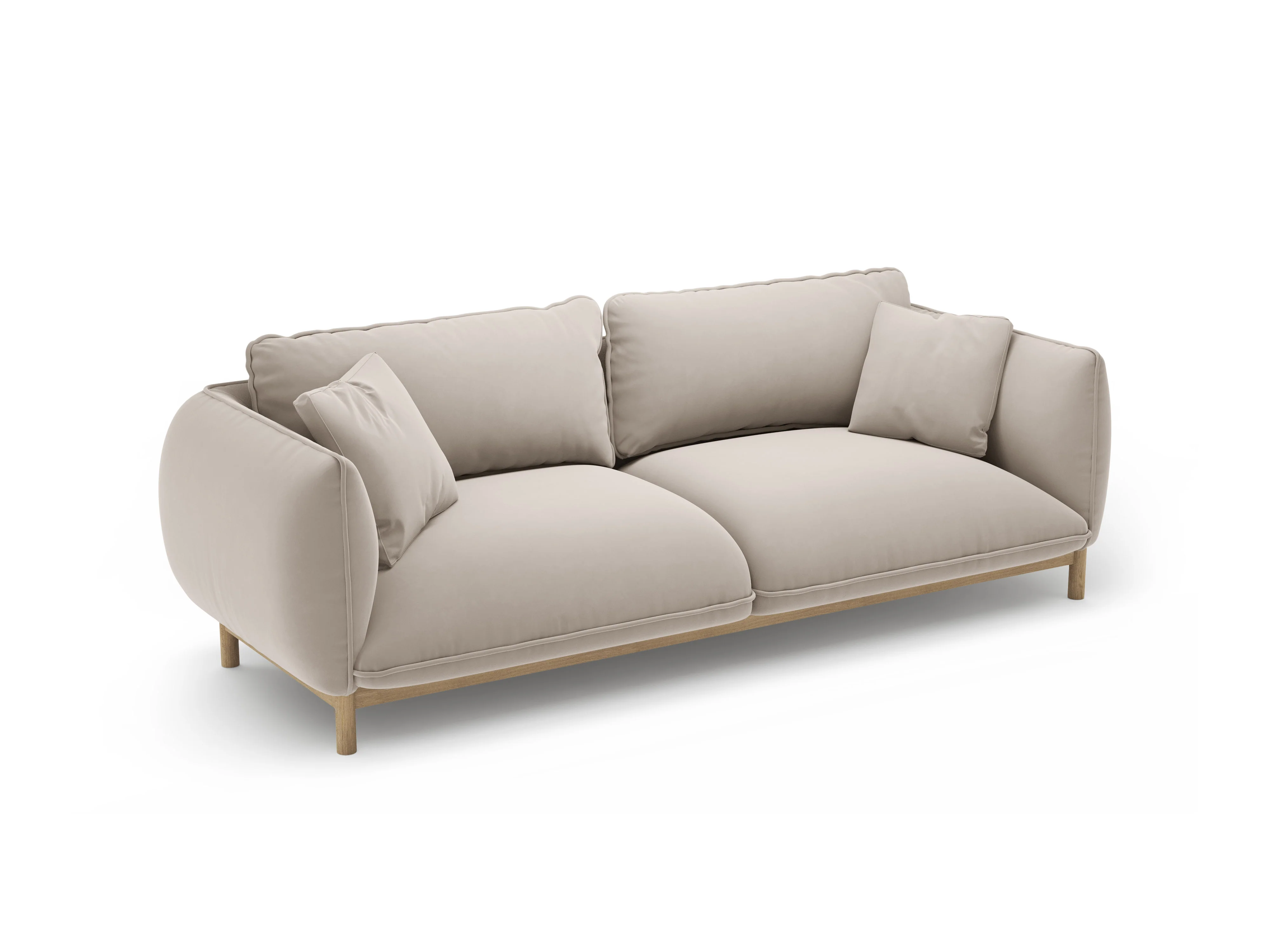 Sofa aksamitna 3-osobowa ADA jasnobeżowy - Image 3