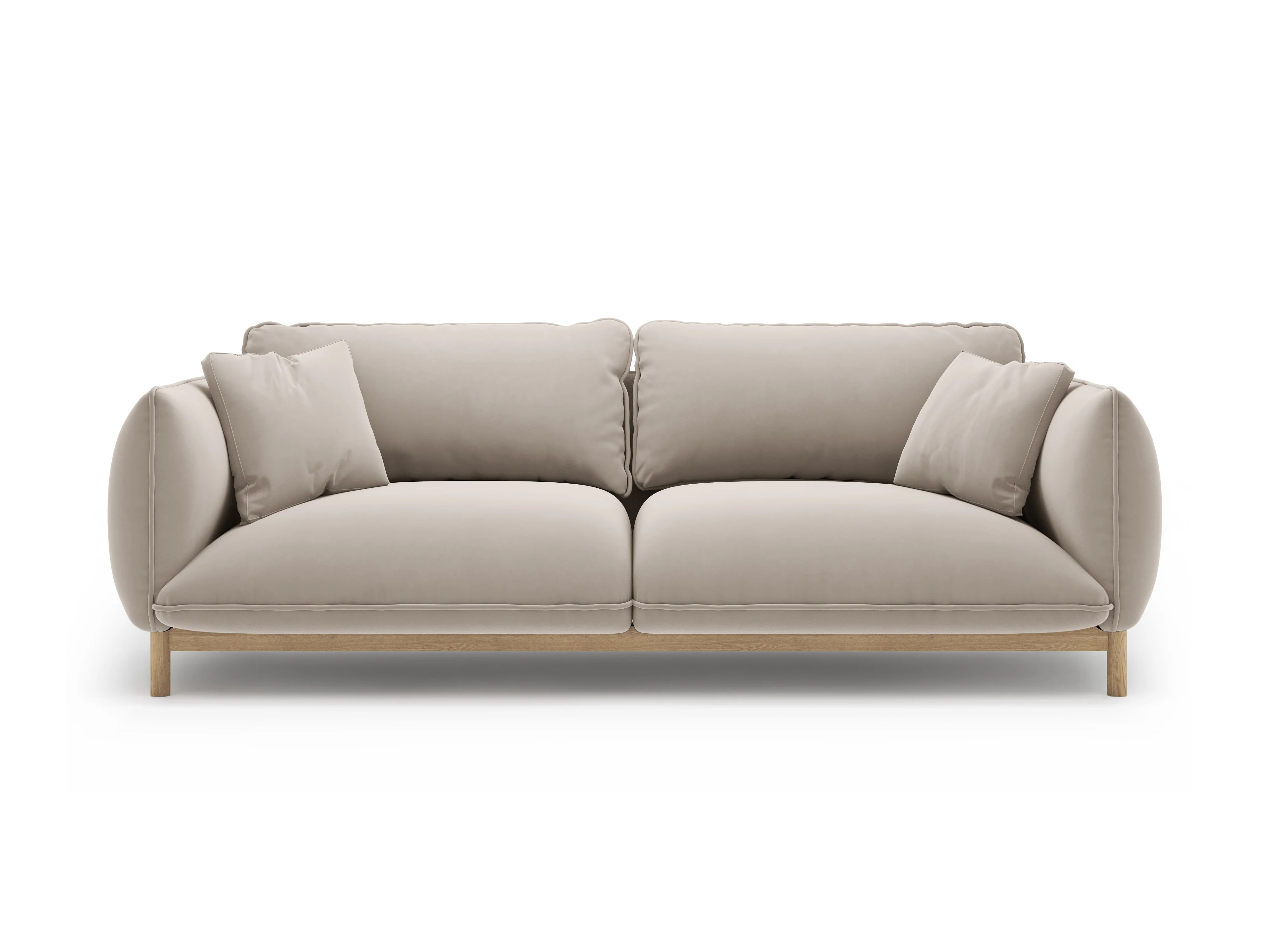 Sofa aksamitna 3-osobowa ADA jasnobeżowy - Image 4