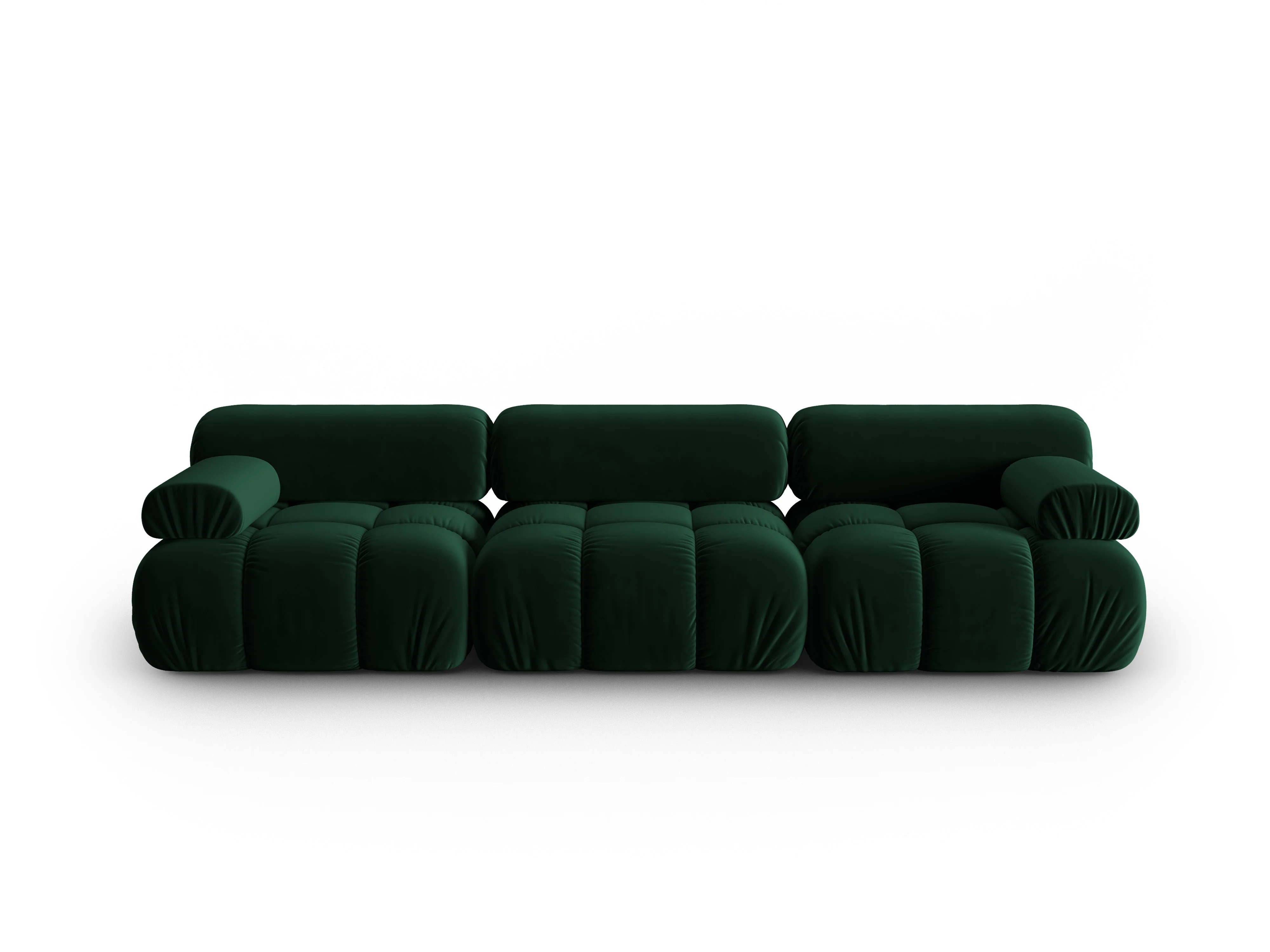 Sofa aksamitna 3-osobowa CORTINA butelkowy zielony