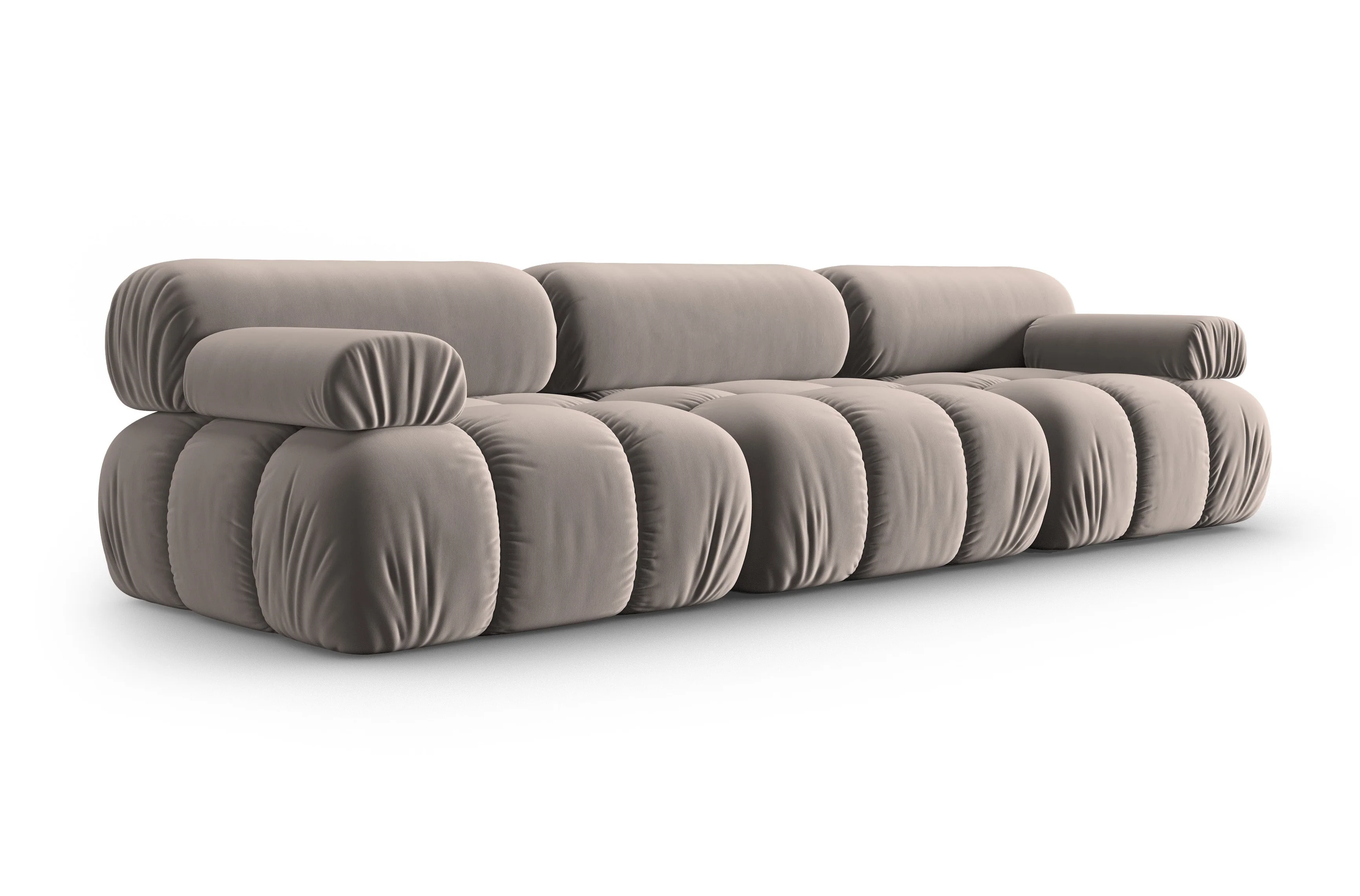 Sofa aksamitna 3-osobowa CORTINA cappuccino - Image 2