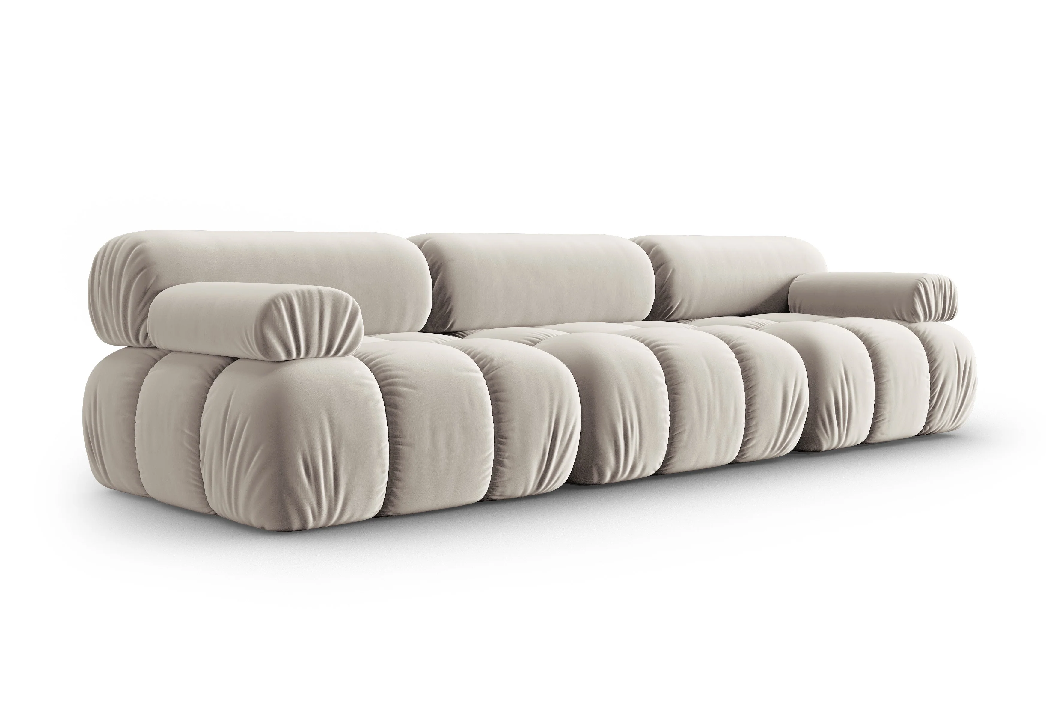 Sofa aksamitna 3-osobowa CORTINA beżowy - Image 2