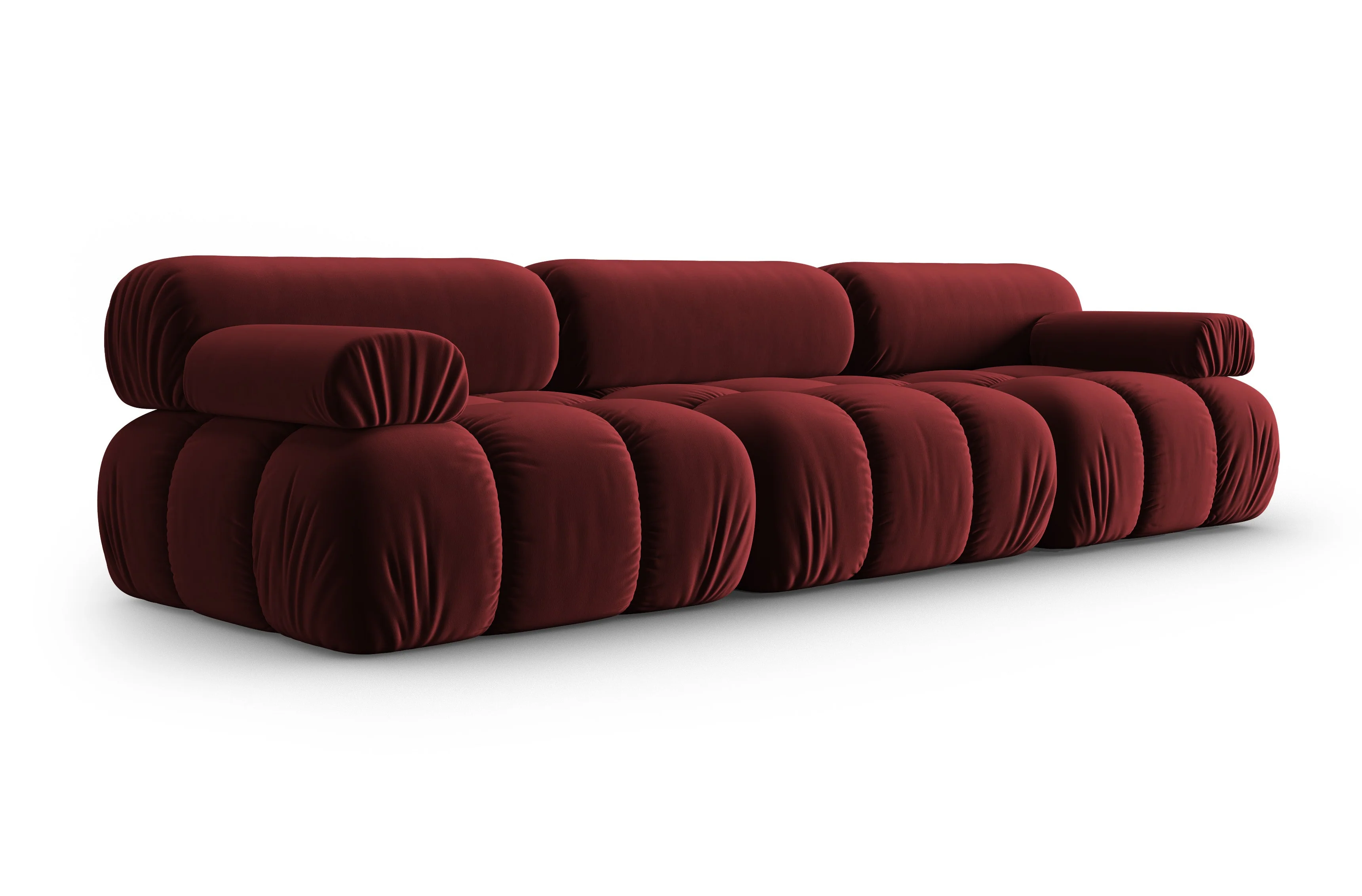 Sofa aksamitna 3-osobowa CORTINA winny czerwony - Image 2
