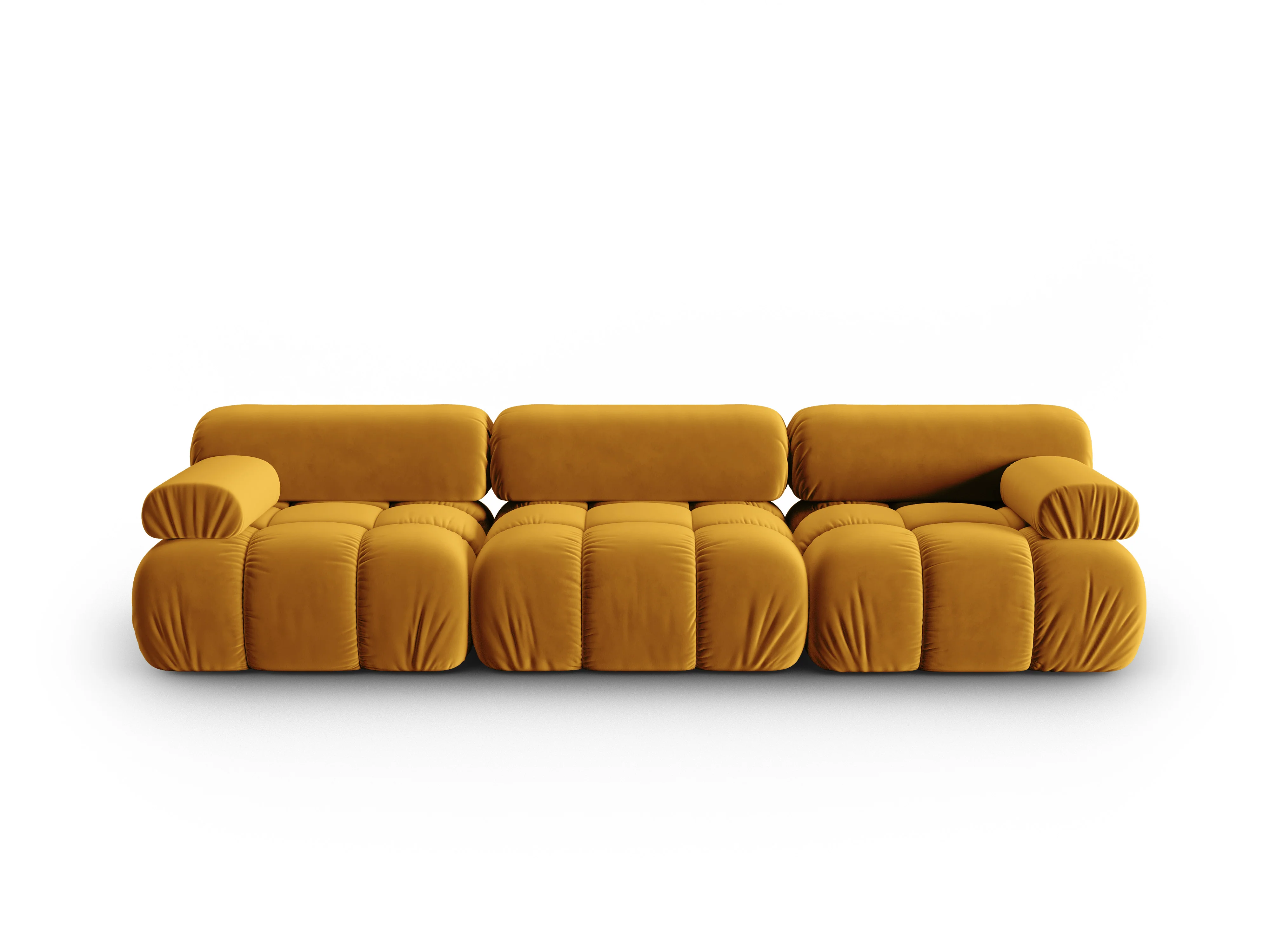Sofa aksamitna 3-osobowa CORTINA żółty