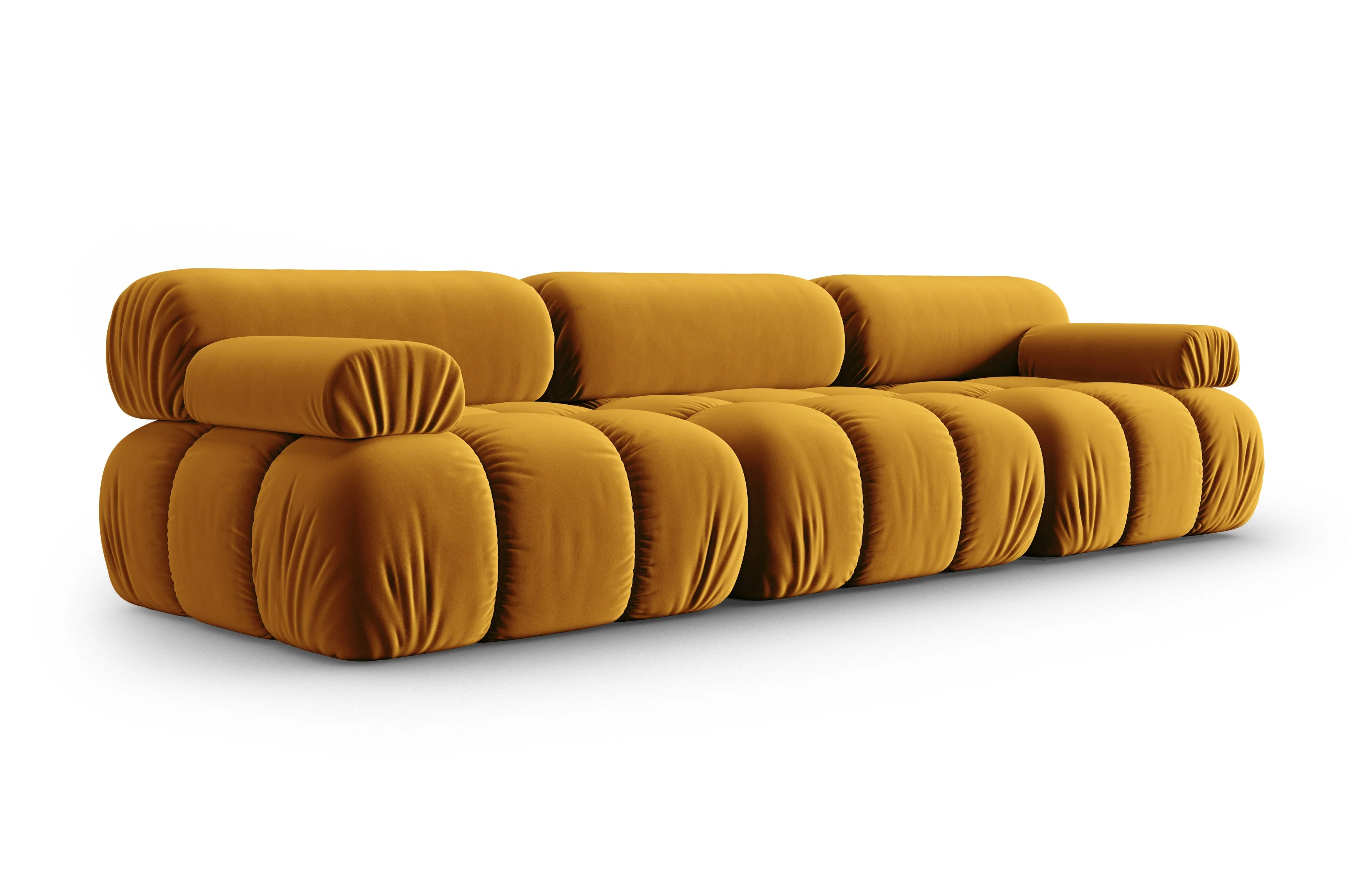 Sofa aksamitna 3-osobowa CORTINA żółty - Image 2