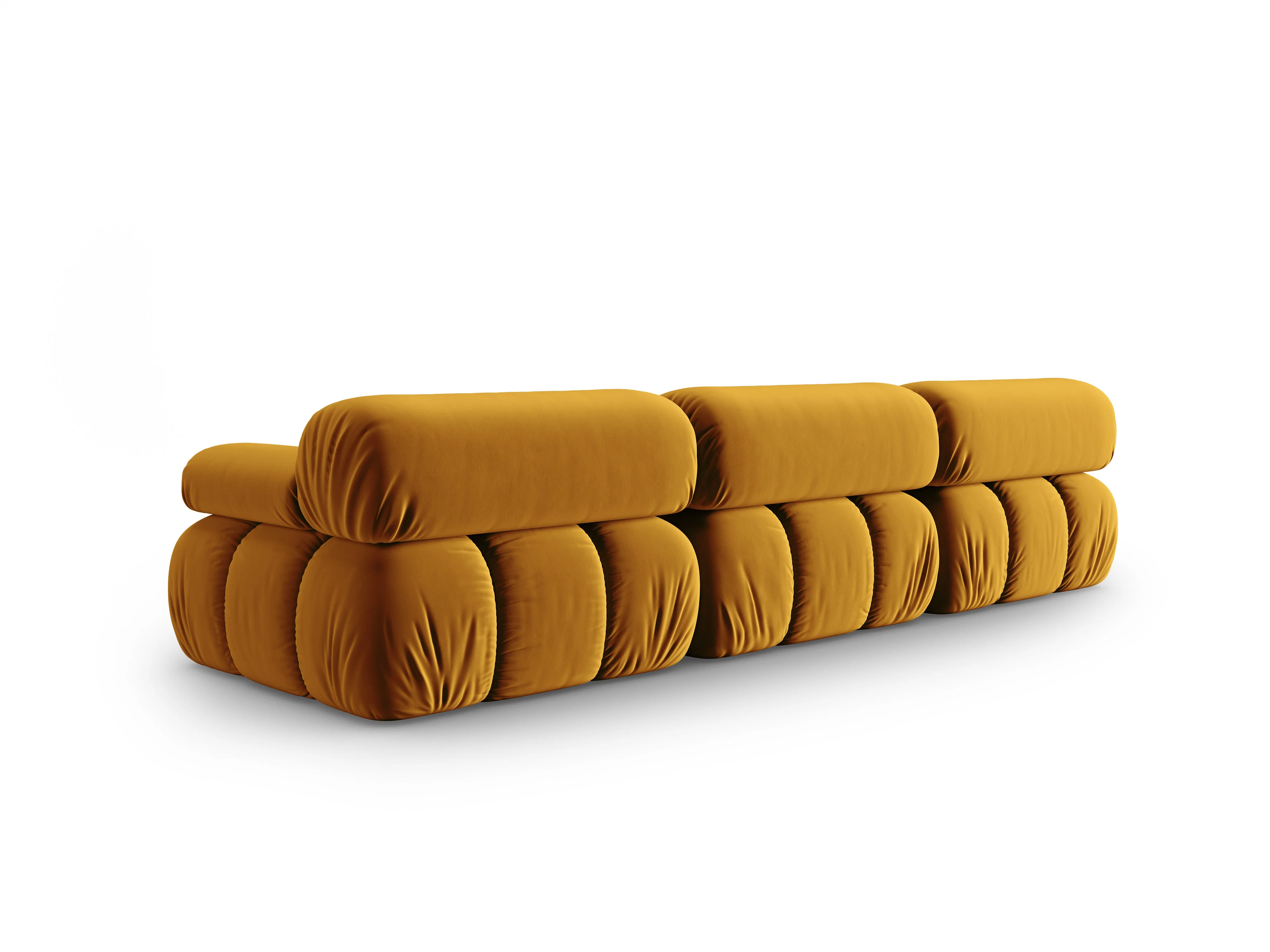 Sofa aksamitna 3-osobowa CORTINA żółty - Image 3