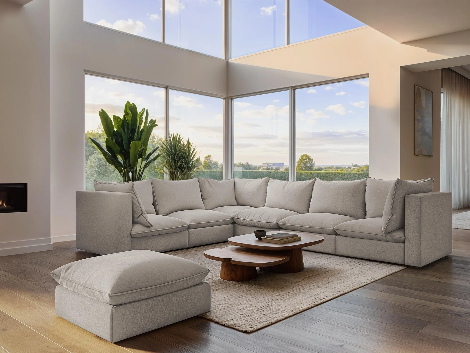 Sofa aksamitna 3-osobowa MANAO jasnoszary - Image 2