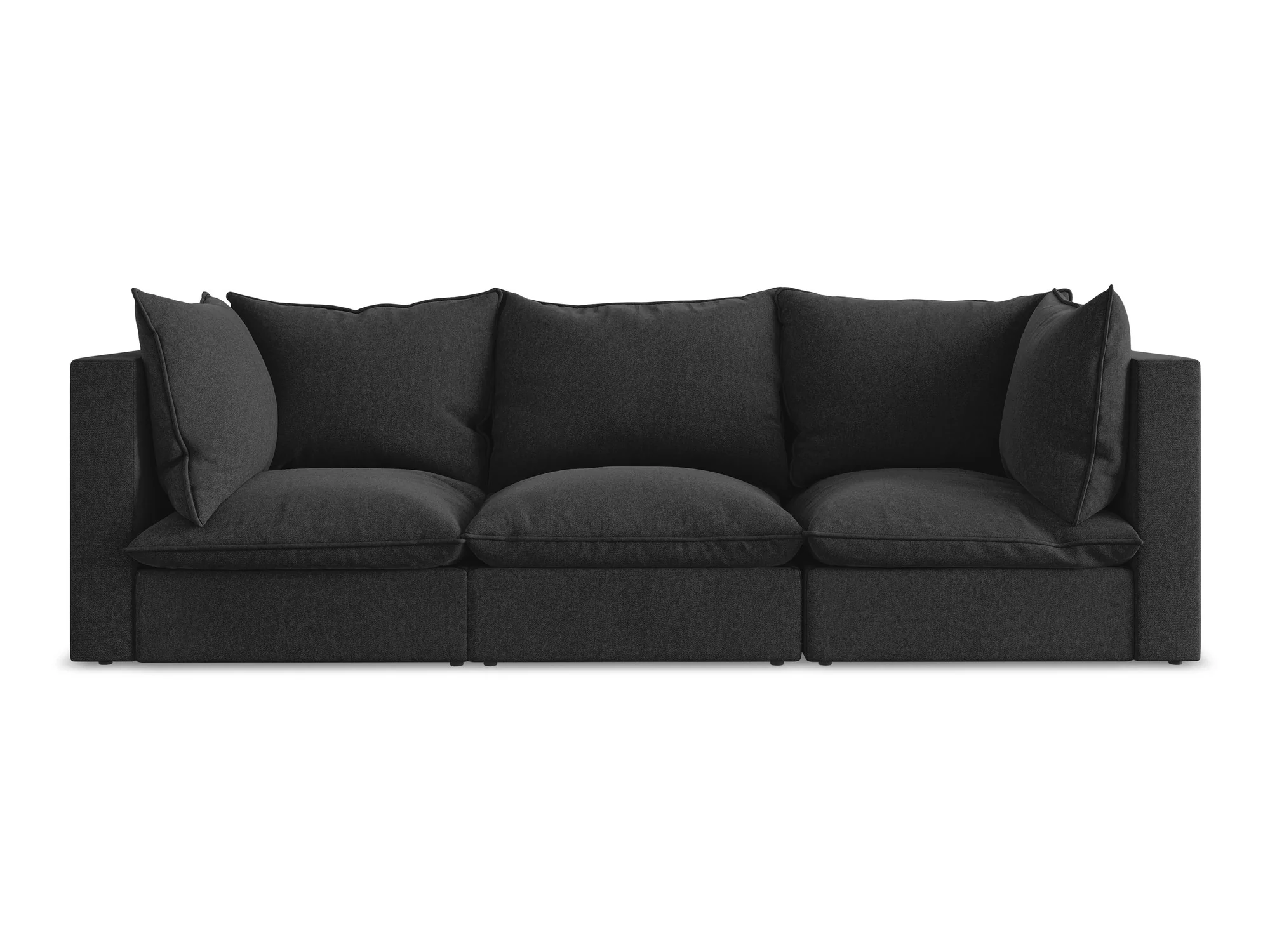 Sofa aksamitna 3-osobowa MANAO czarny - Image 3
