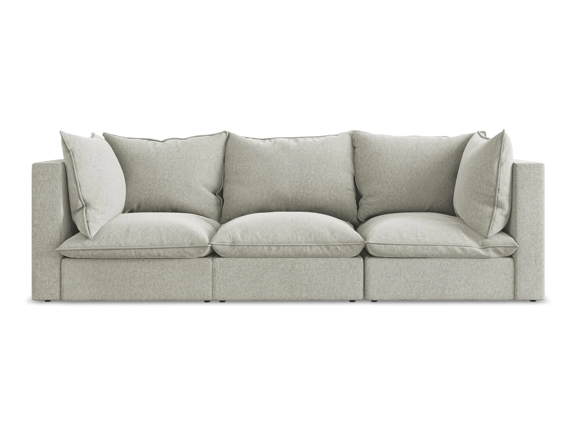 Sofa aksamitna 3-osobowa MANAO jasnoszary - Image 3