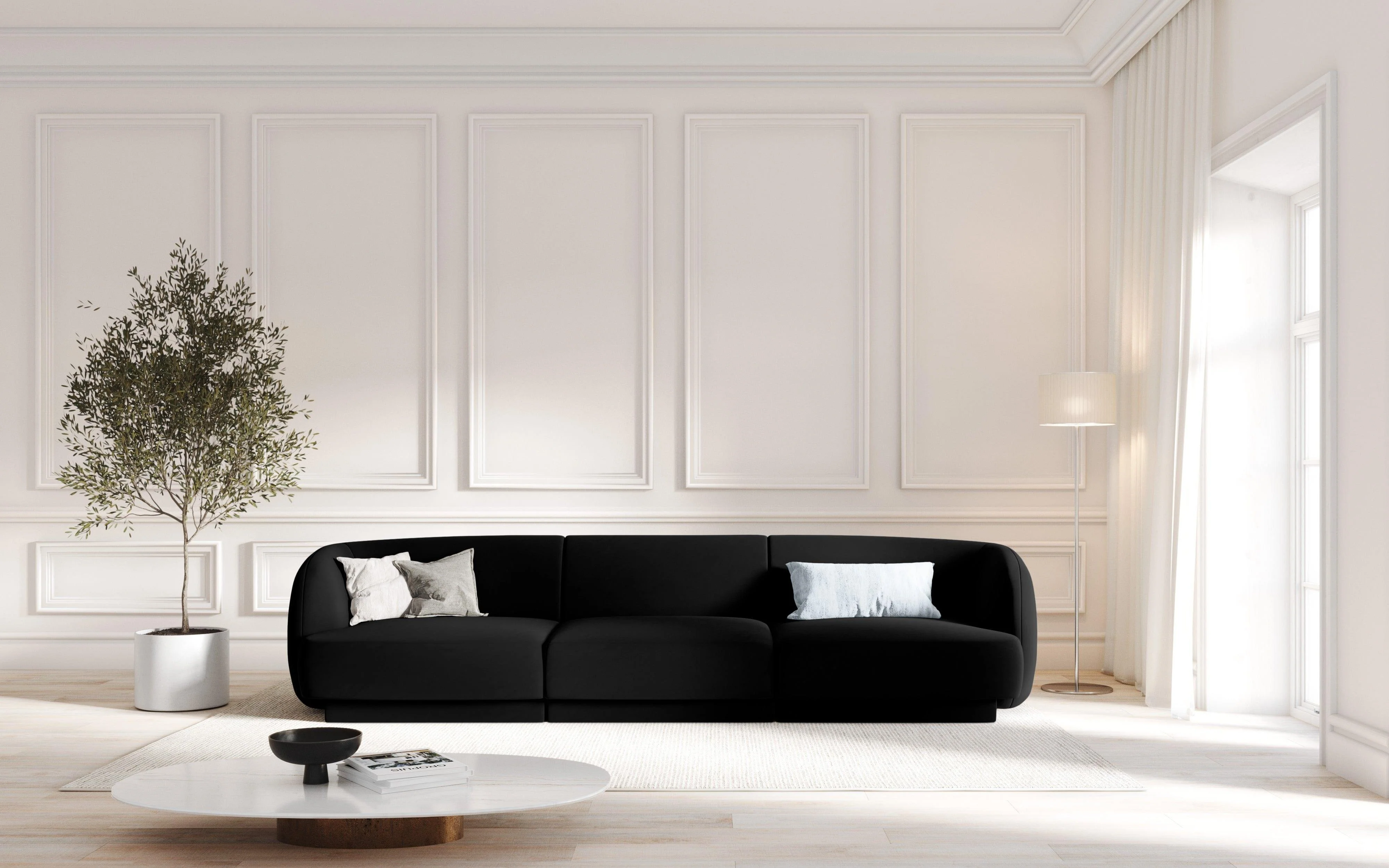 Sofa aksamitna 3-osobowa MILEY czarny - Image 2