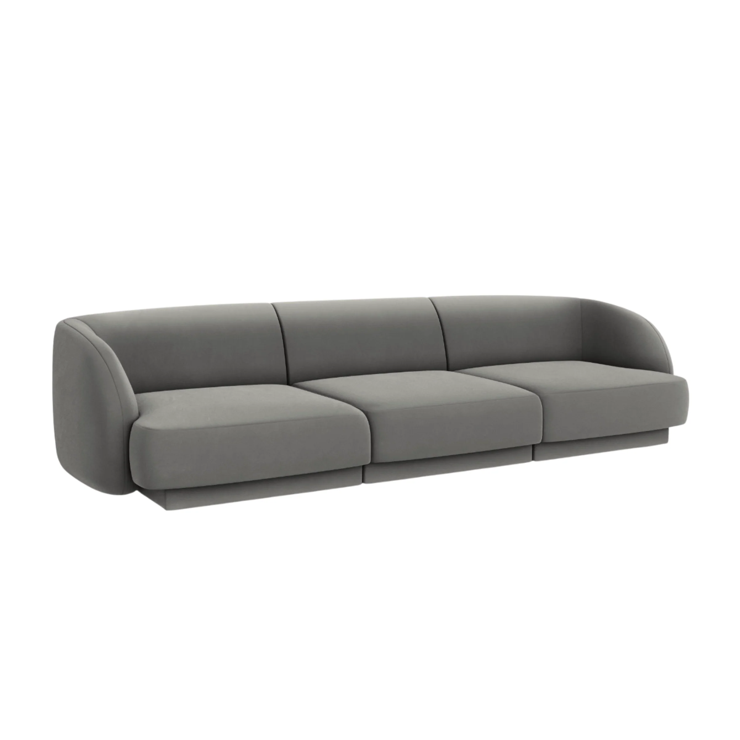 Sofa aksamitna 3-osobowa MILEY jasnoszary