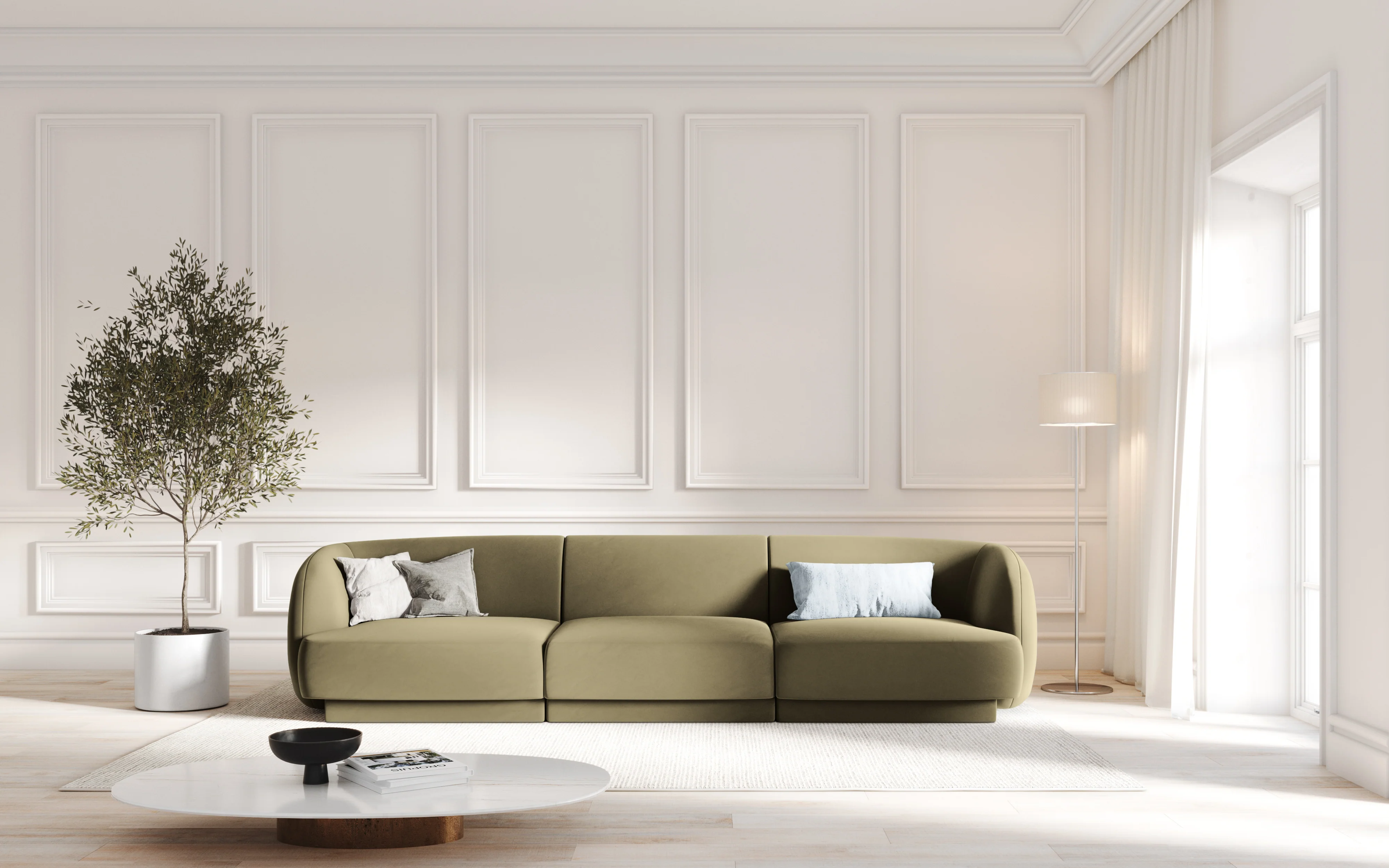 Sofa aksamitna 3-osobowa MILEY zielony - Image 2