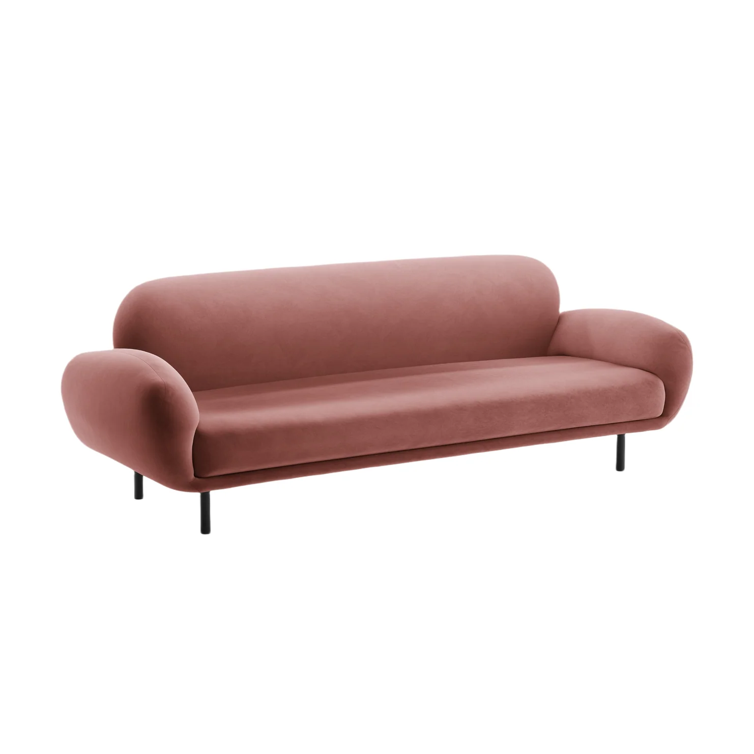 Sofa aksamitna 3-osobowa POPPY brudny róż