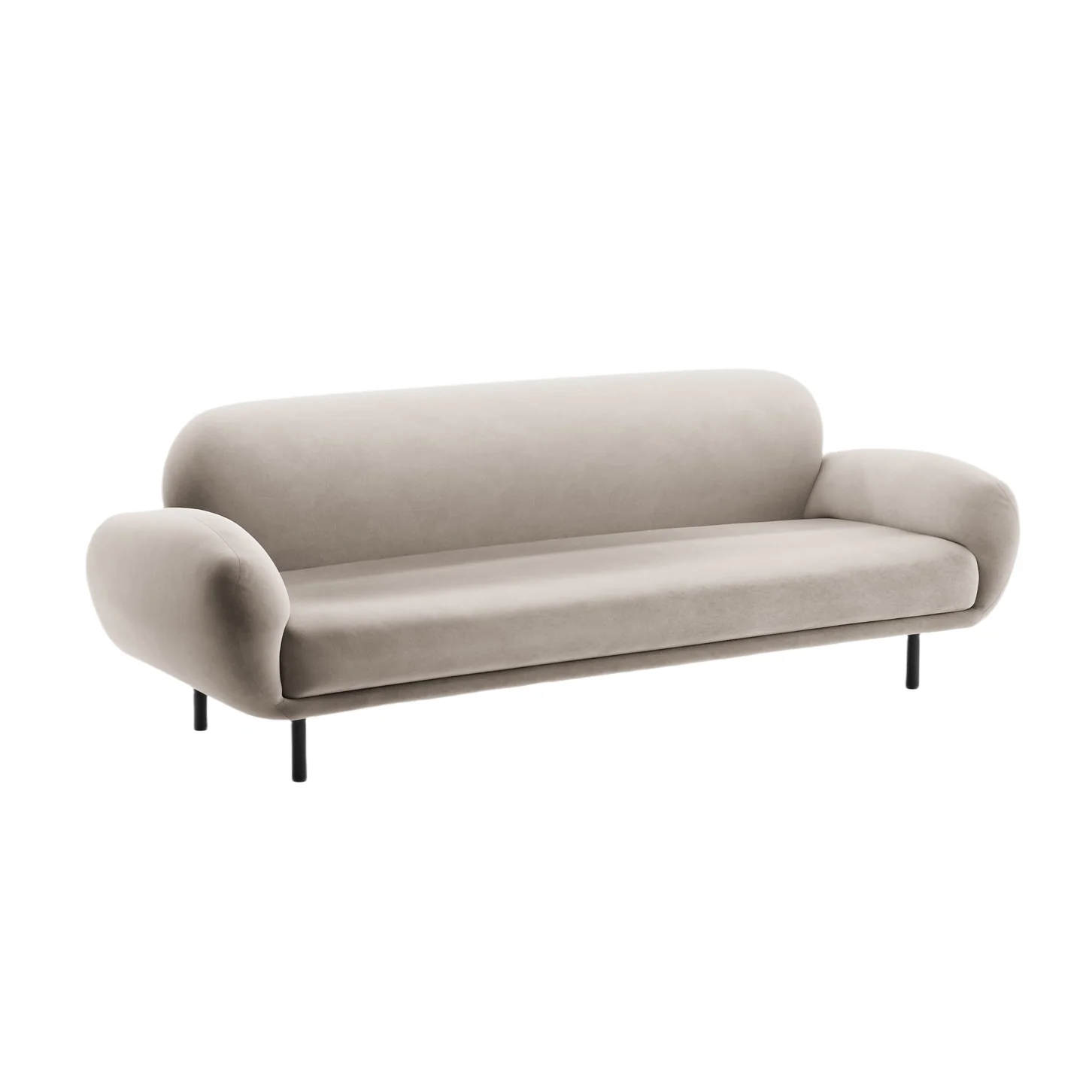 Sofa aksamitna 3-osobowa POPPY jasnobeżowy