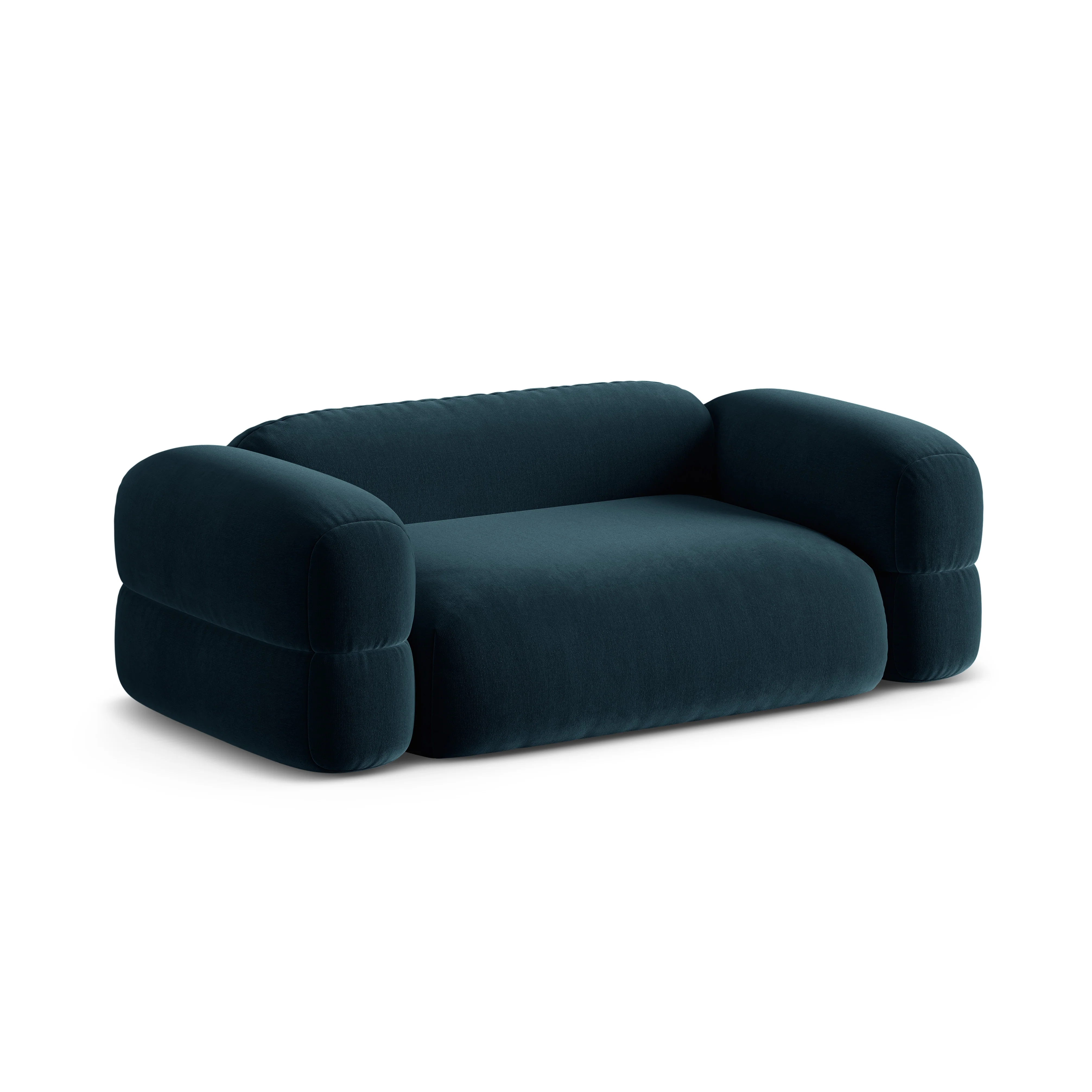 Sofa aksamitna 3-osobowa ROGER niebieski petrol