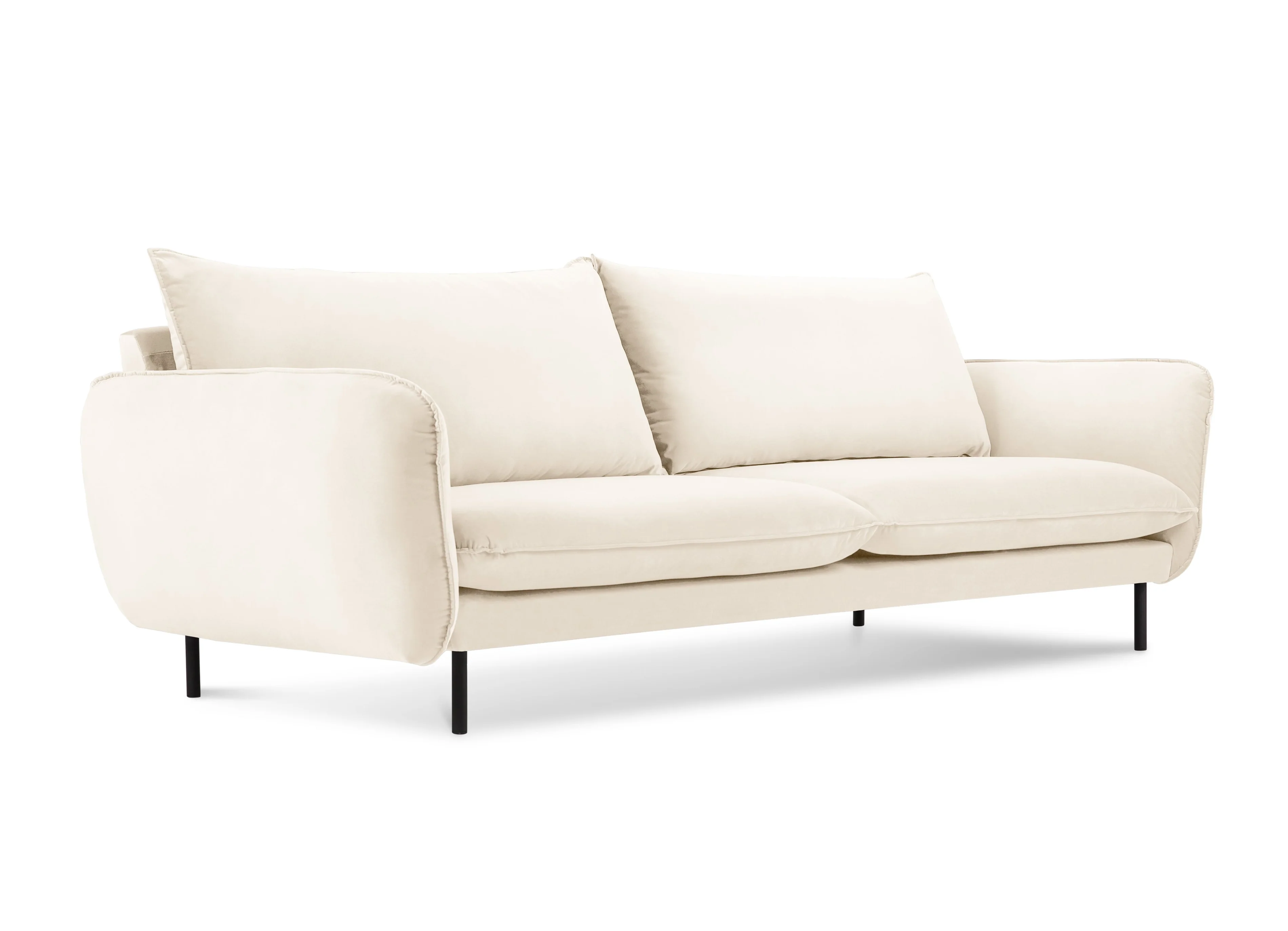 Sofa aksamitna 3-osobowa VIENNA beżowy z czarną podstawą