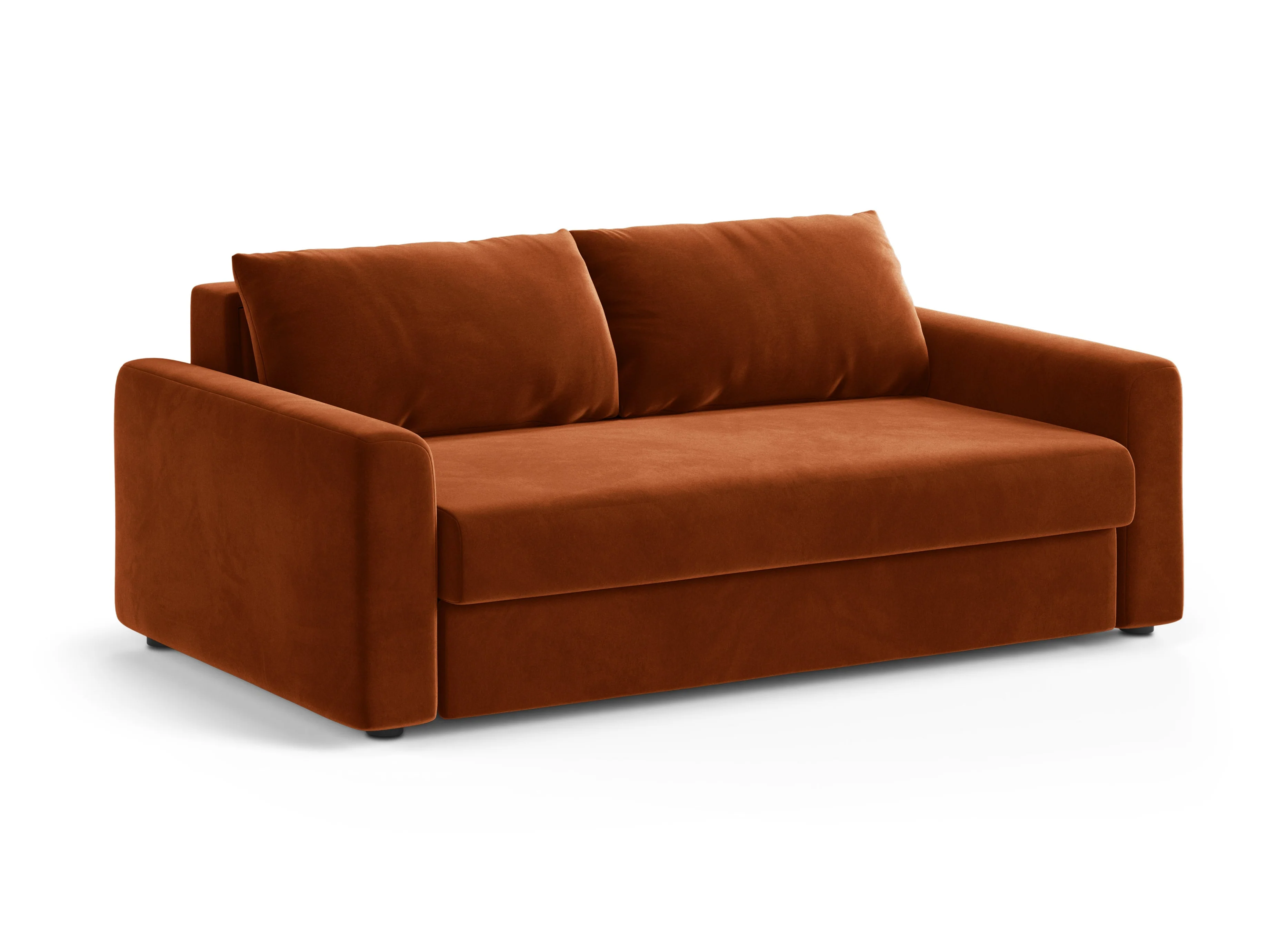 Sofa aksamitna 3-osobowa z funkcją spania DAVID terakota