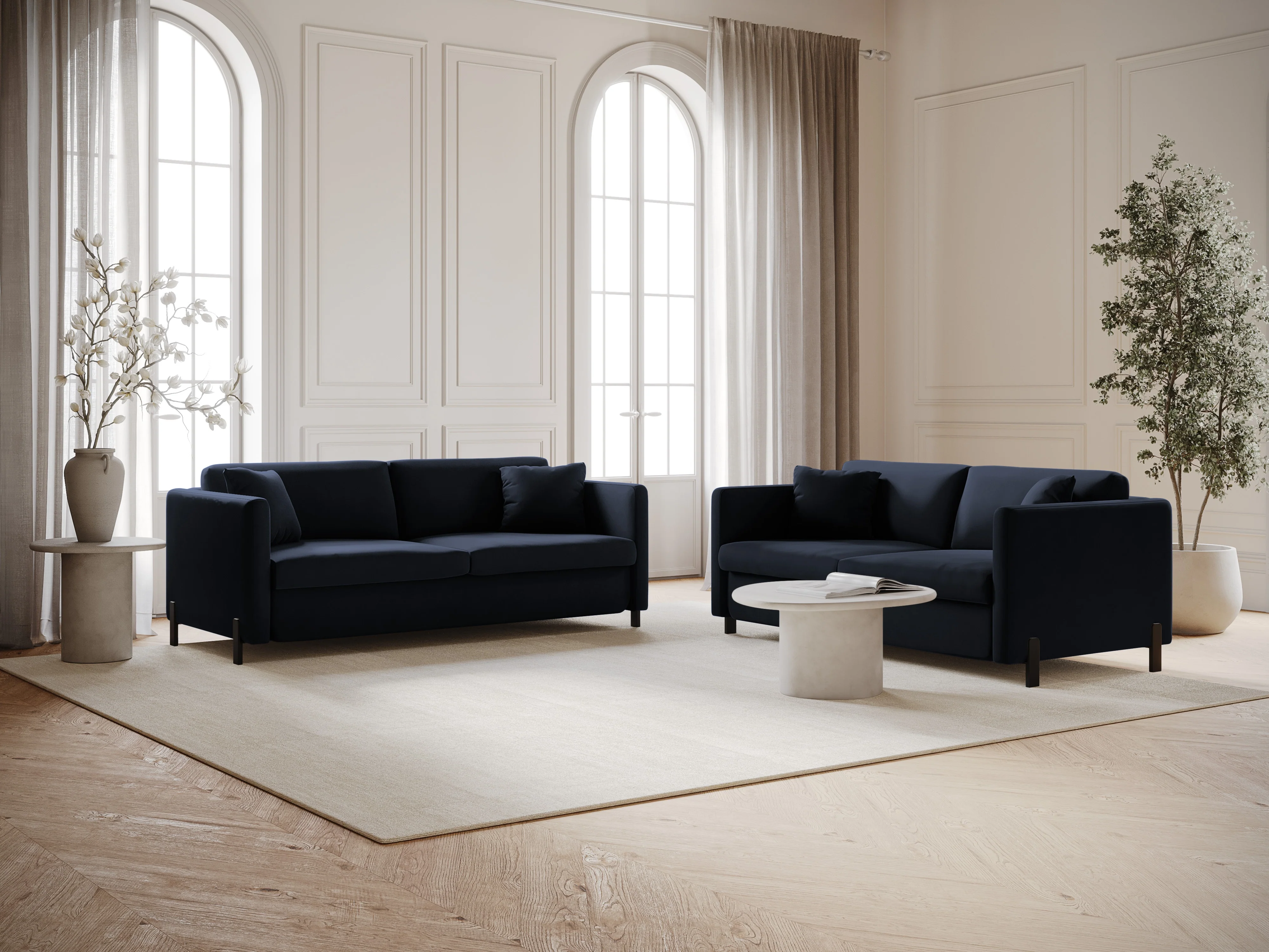 Sofa aksamitna 3-osobowa z funkcją spania GLORIA granat królewski - Image 6
