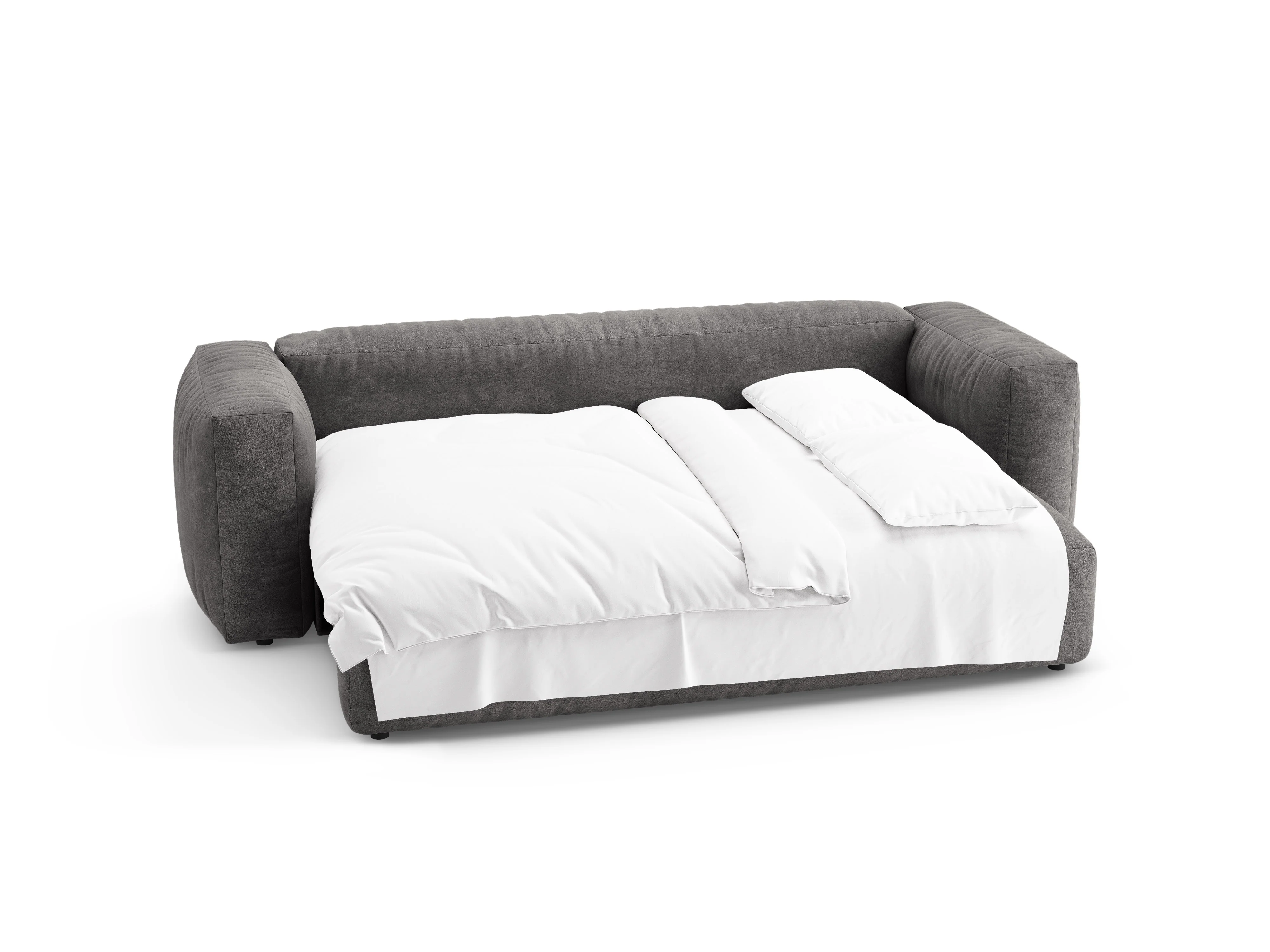 Sofa aksamitna 3-osobowa z funkcją spania MARTINA szary - Image 7