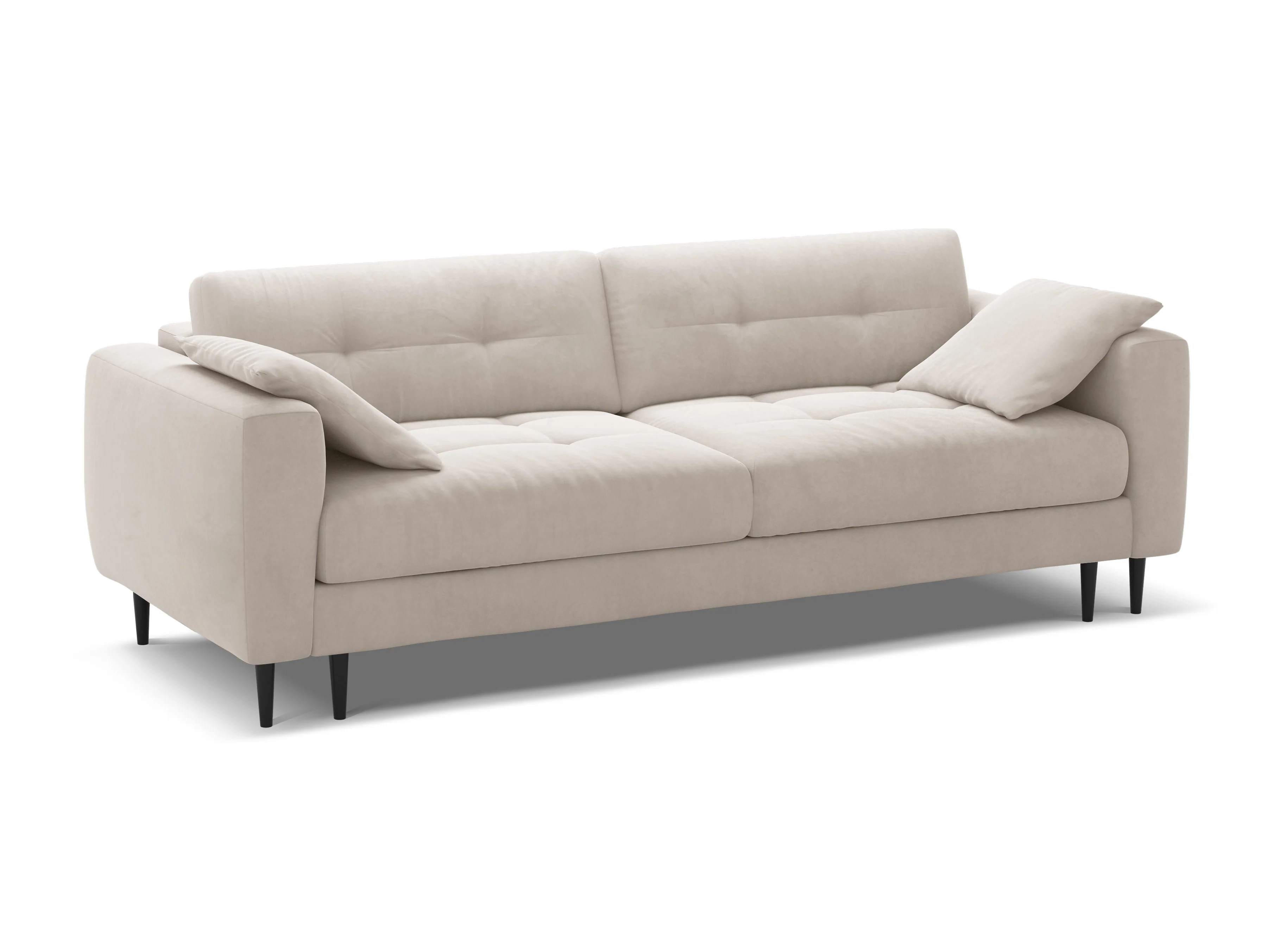 Sofa aksamitna 3-osobowa z funkcją spania BEMY beżowy