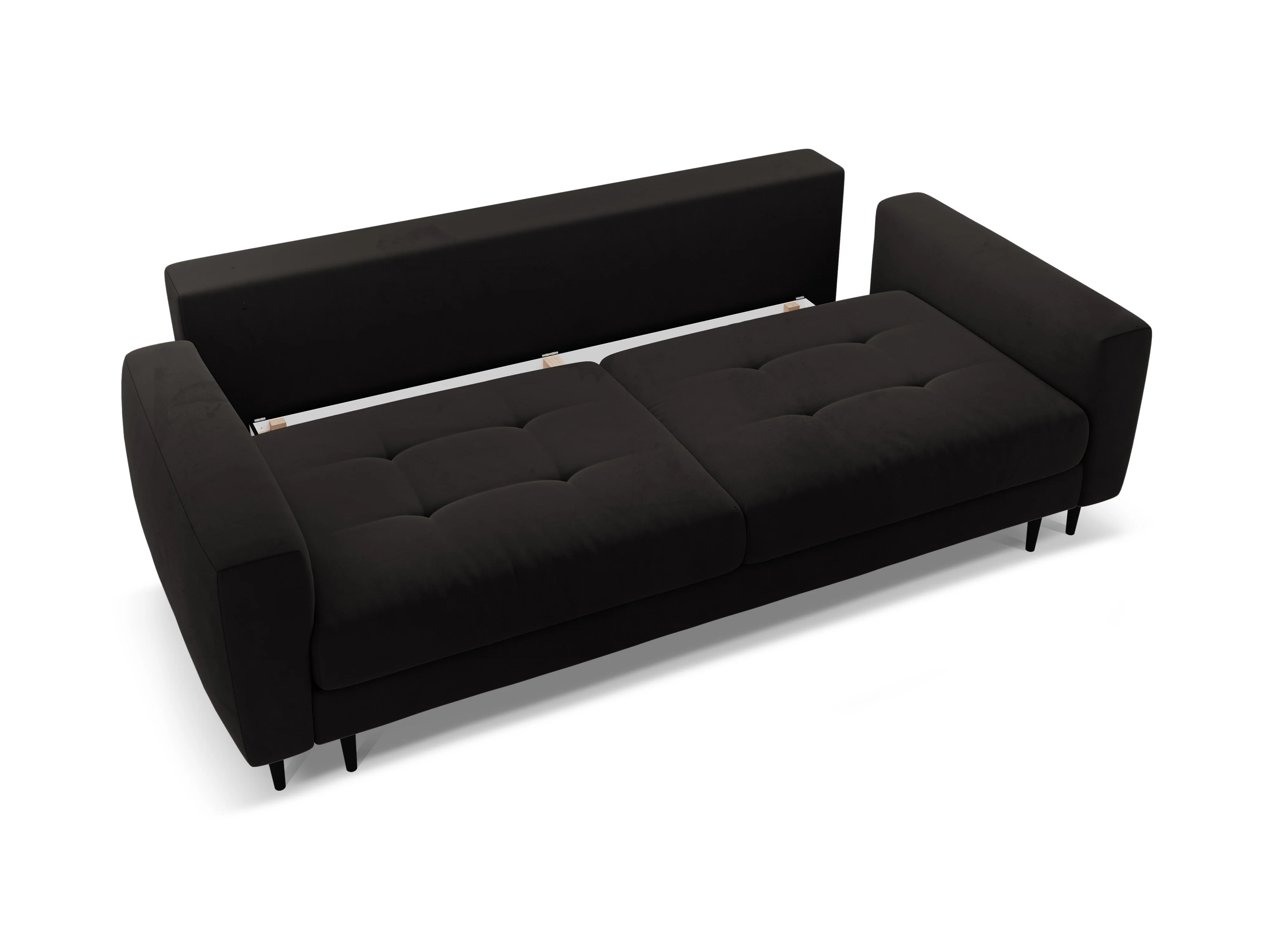 Sofa aksamitna 3-osobowa z funkcją spania BEMY czarny - Image 3