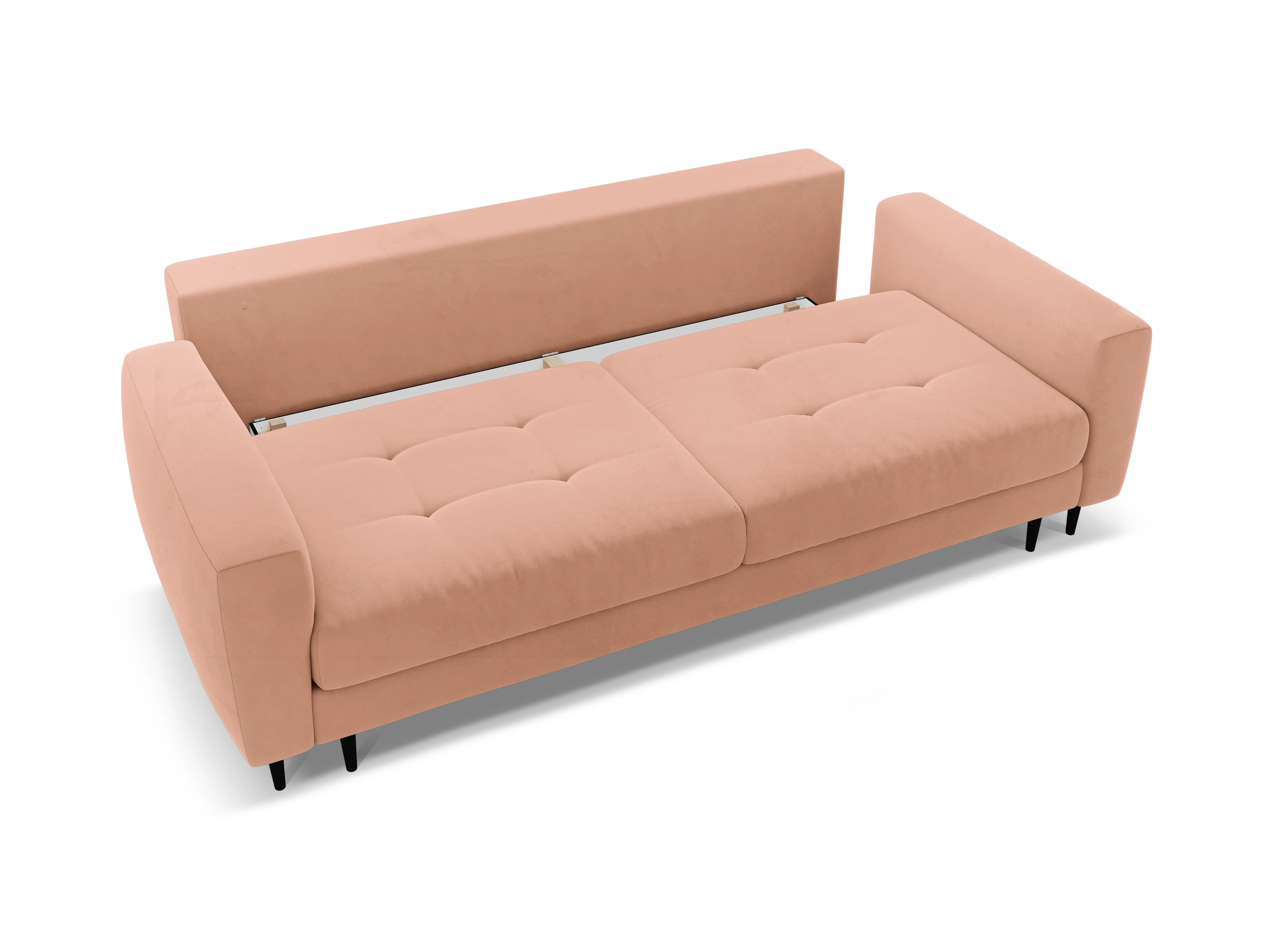 Sofa aksamitna 3-osobowa z funkcją spania BEMY różowy - Image 3