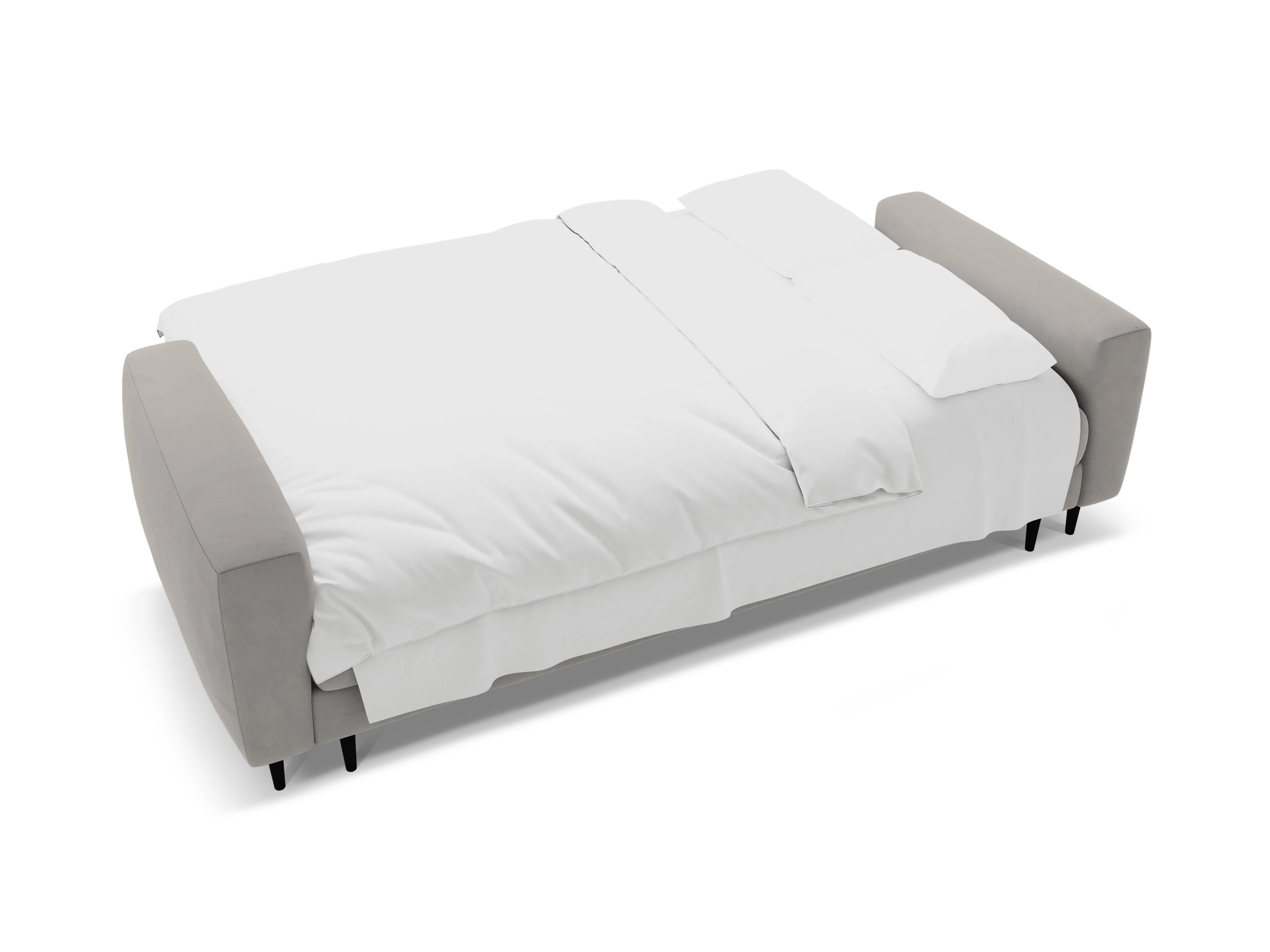 Sofa aksamitna 3-osobowa z funkcją spania BEMY szary - Image 5