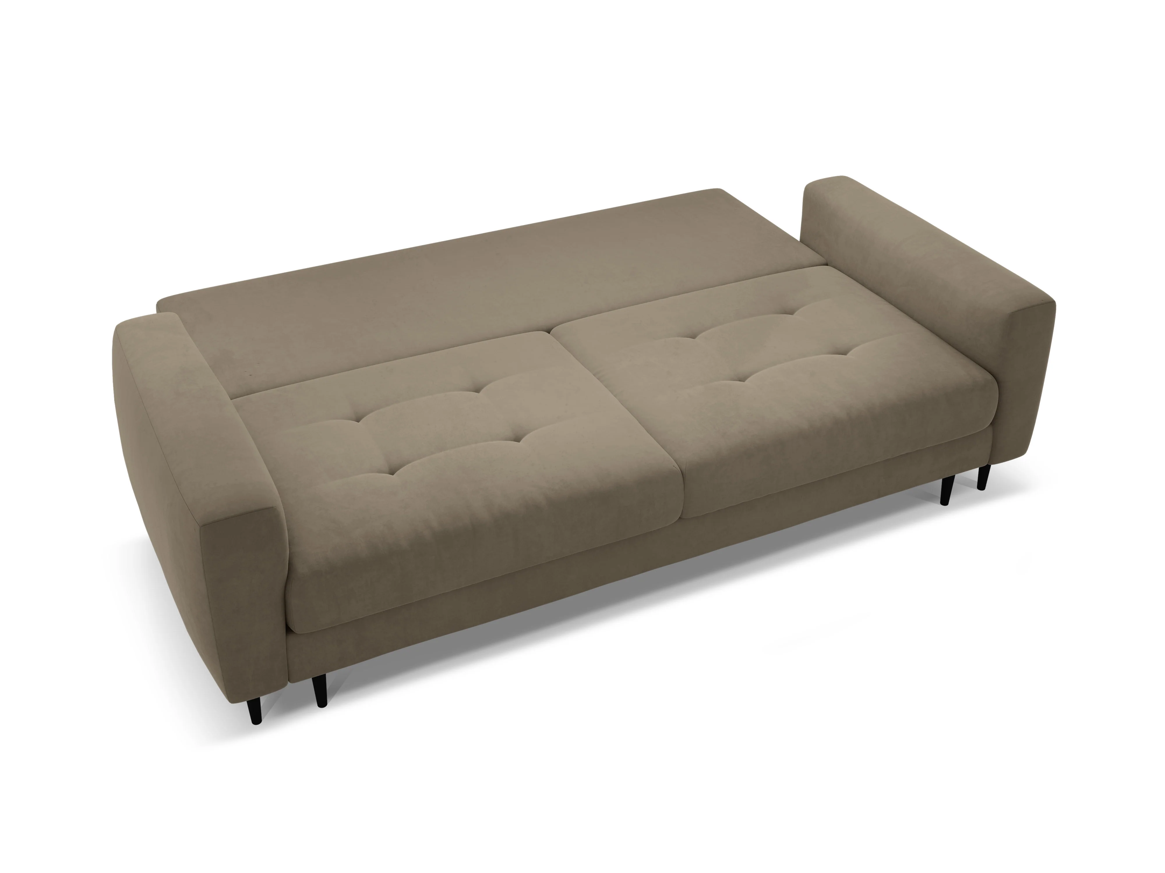 Sofa aksamitna 3-osobowa z funkcją spania BEMY szary brązowy - Image 3