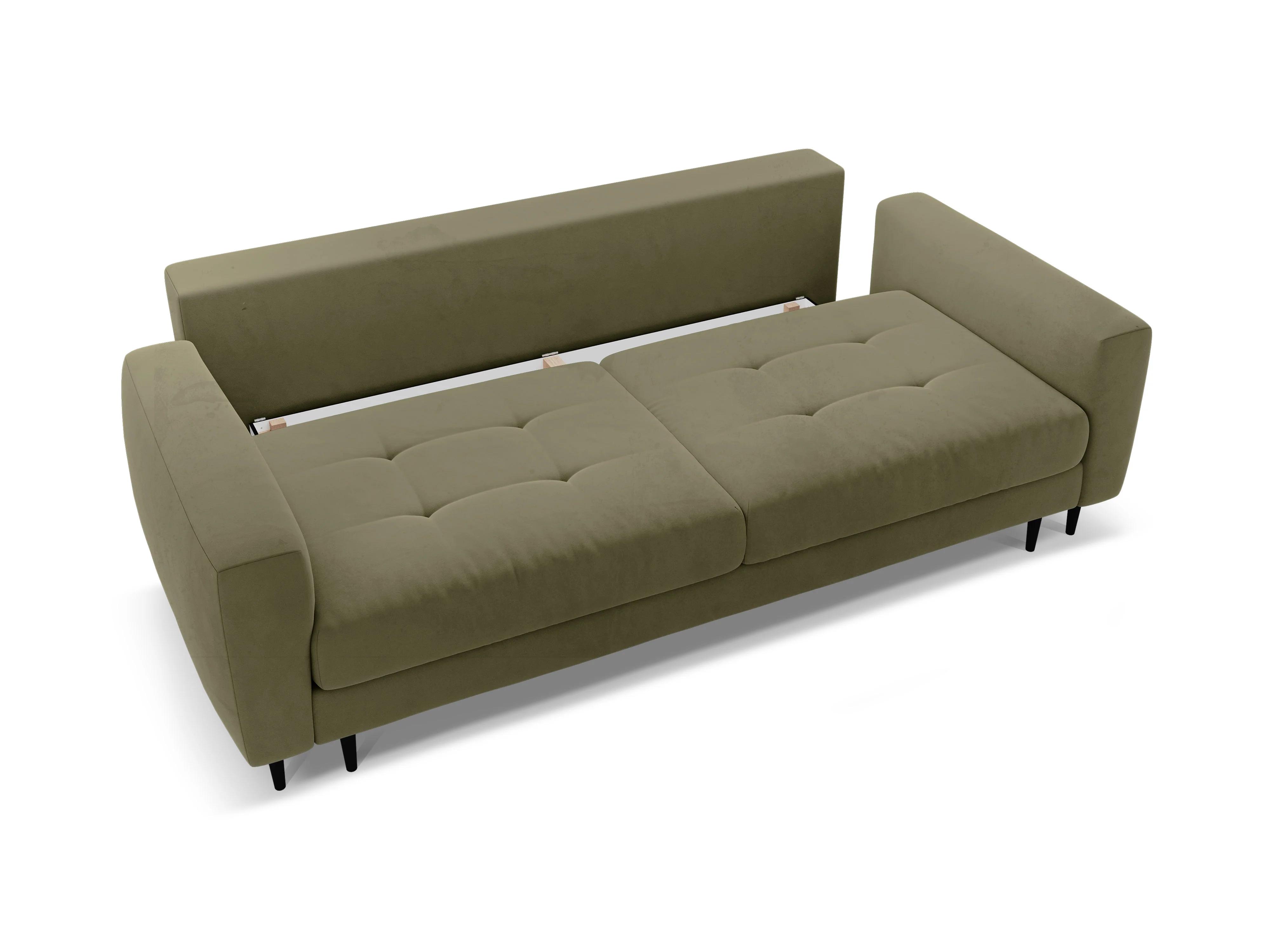 Sofa aksamitna 3-osobowa z funkcją spania BEMY oliwkowy - Image 3