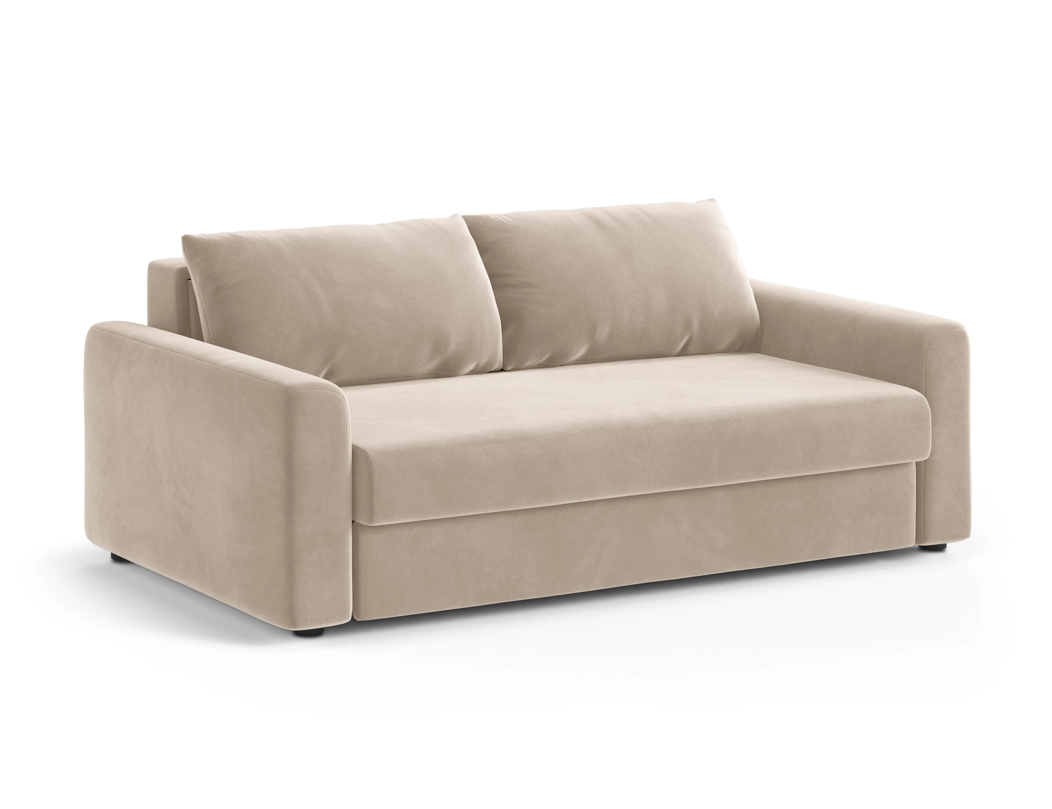 Sofa aksamitna 3-osobowa z funkcją spania DAVID beżowy