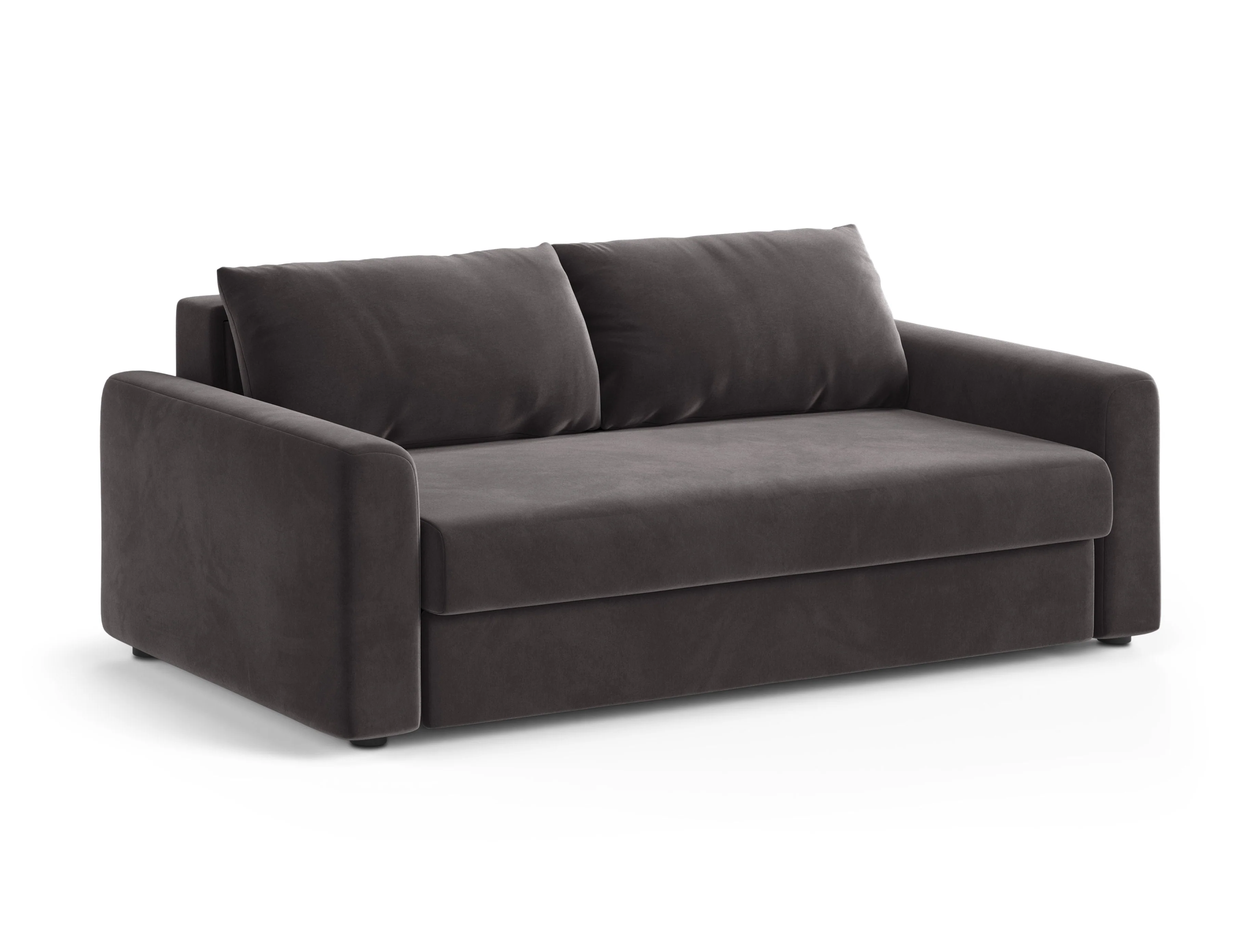 Sofa aksamitna 3-osobowa z funkcją spania DAVID ciemny szary