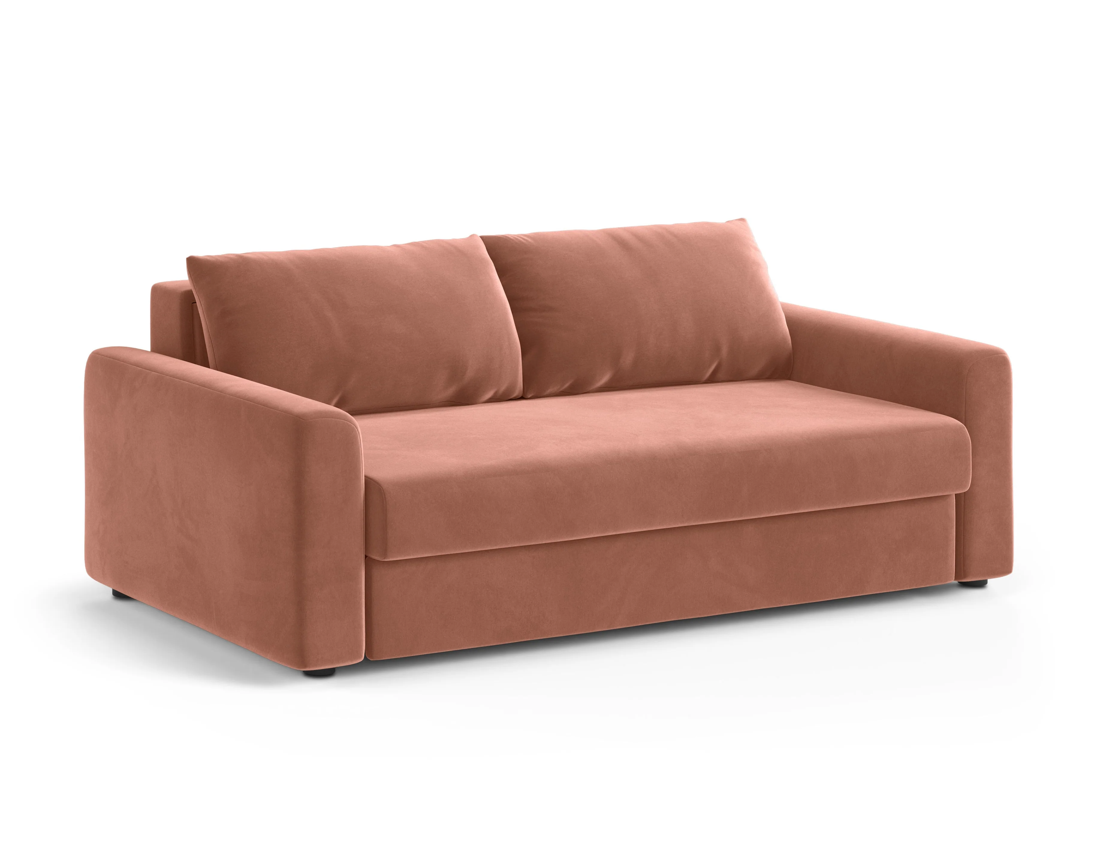 Sofa aksamitna 3-osobowa z funkcją spania DAVID różowy