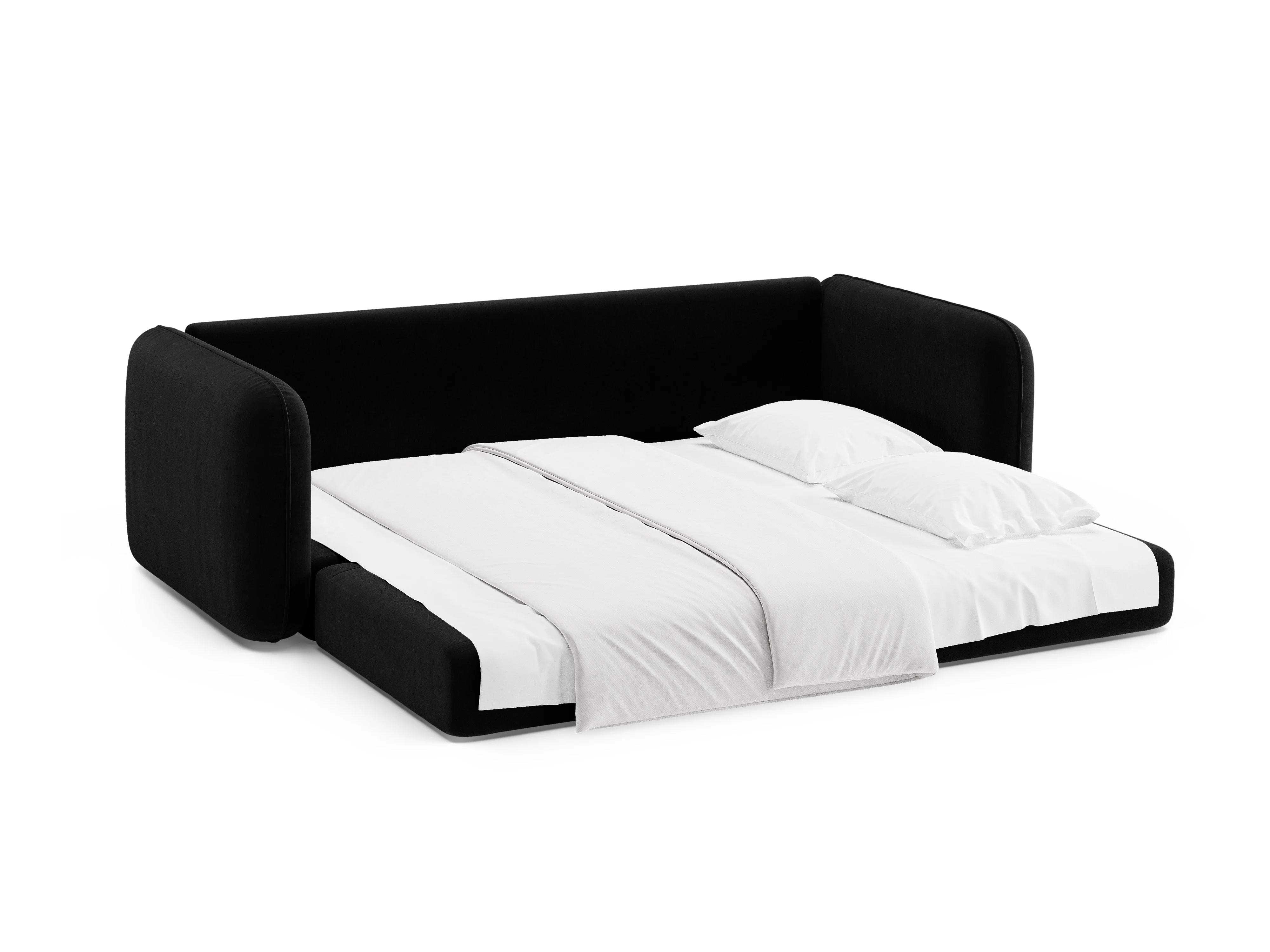 Sofa aksamitna 3-osobowa z funkcją spania DORMI czarny - Image 7
