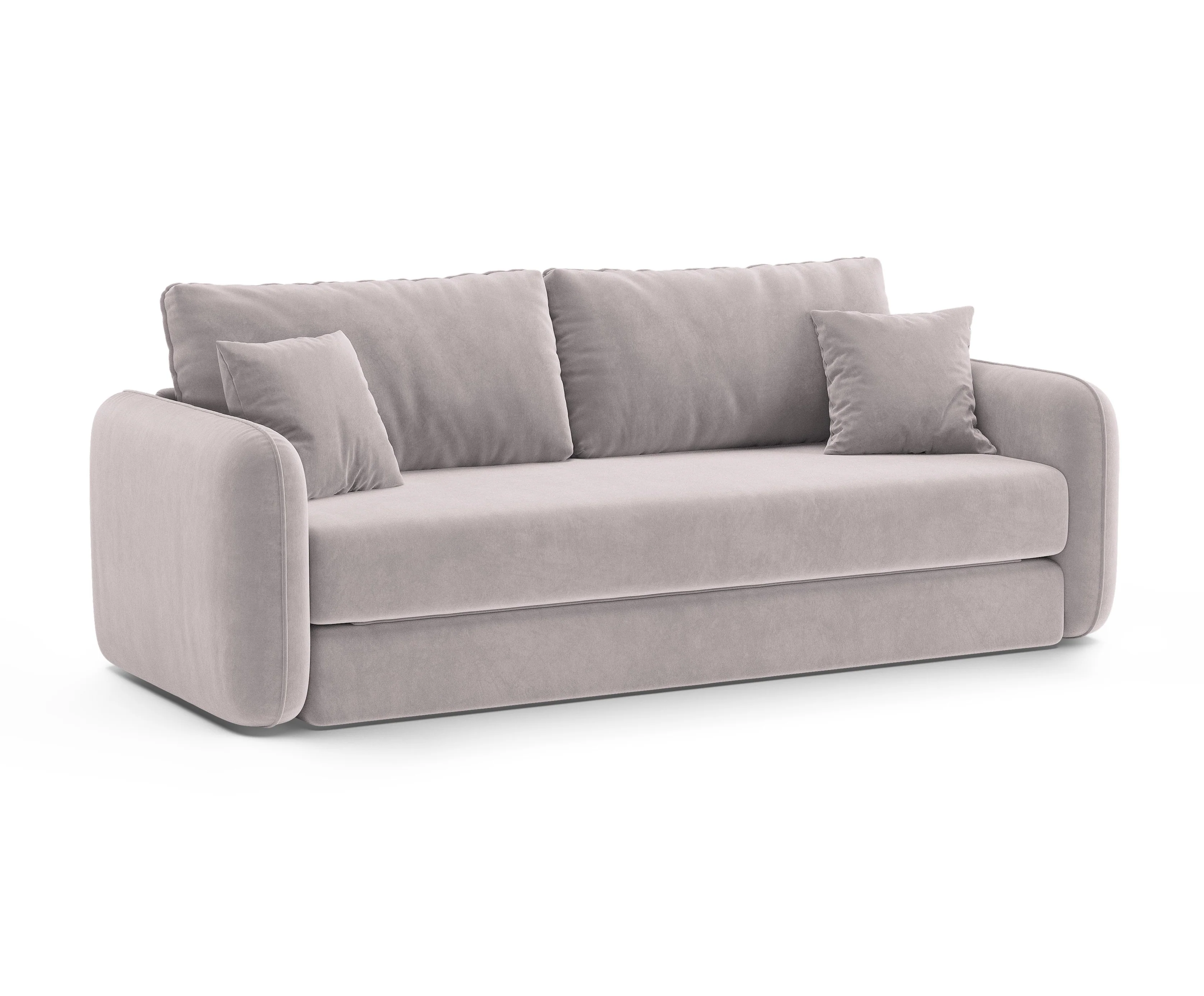 Sofa aksamitna 3-osobowa z funkcją spania DORMI jasny szary