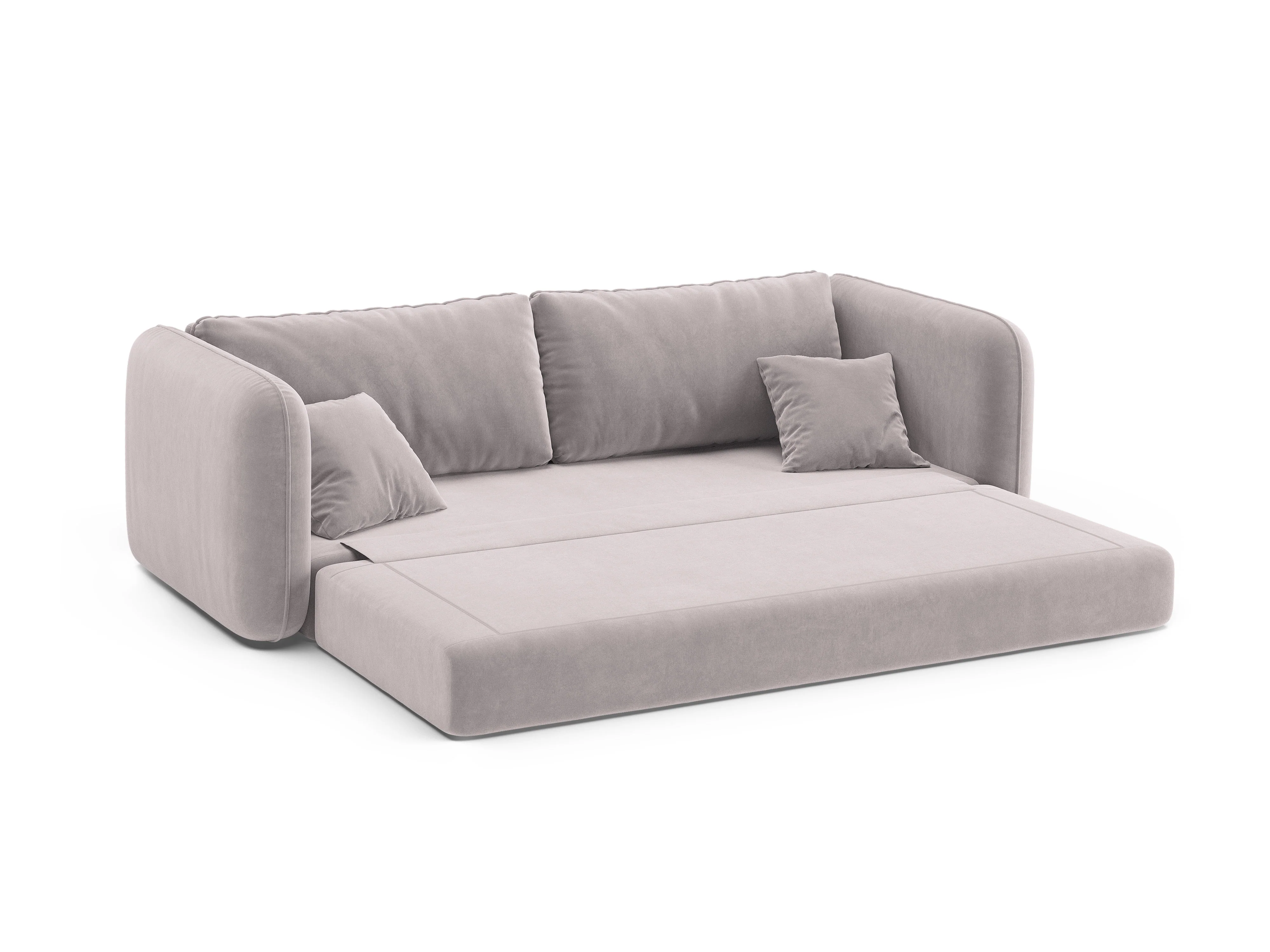 Sofa aksamitna 3-osobowa z funkcją spania DORMI jasny szary - Image 6